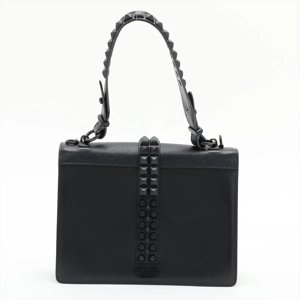 Leather x Studs 2-Way Shoulder Bag, Black — view 2