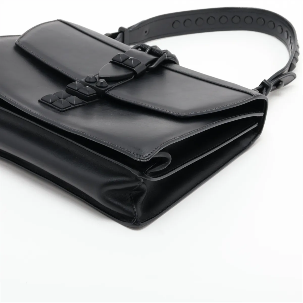 Leather x Studs 2-Way Shoulder Bag, Black — view 3