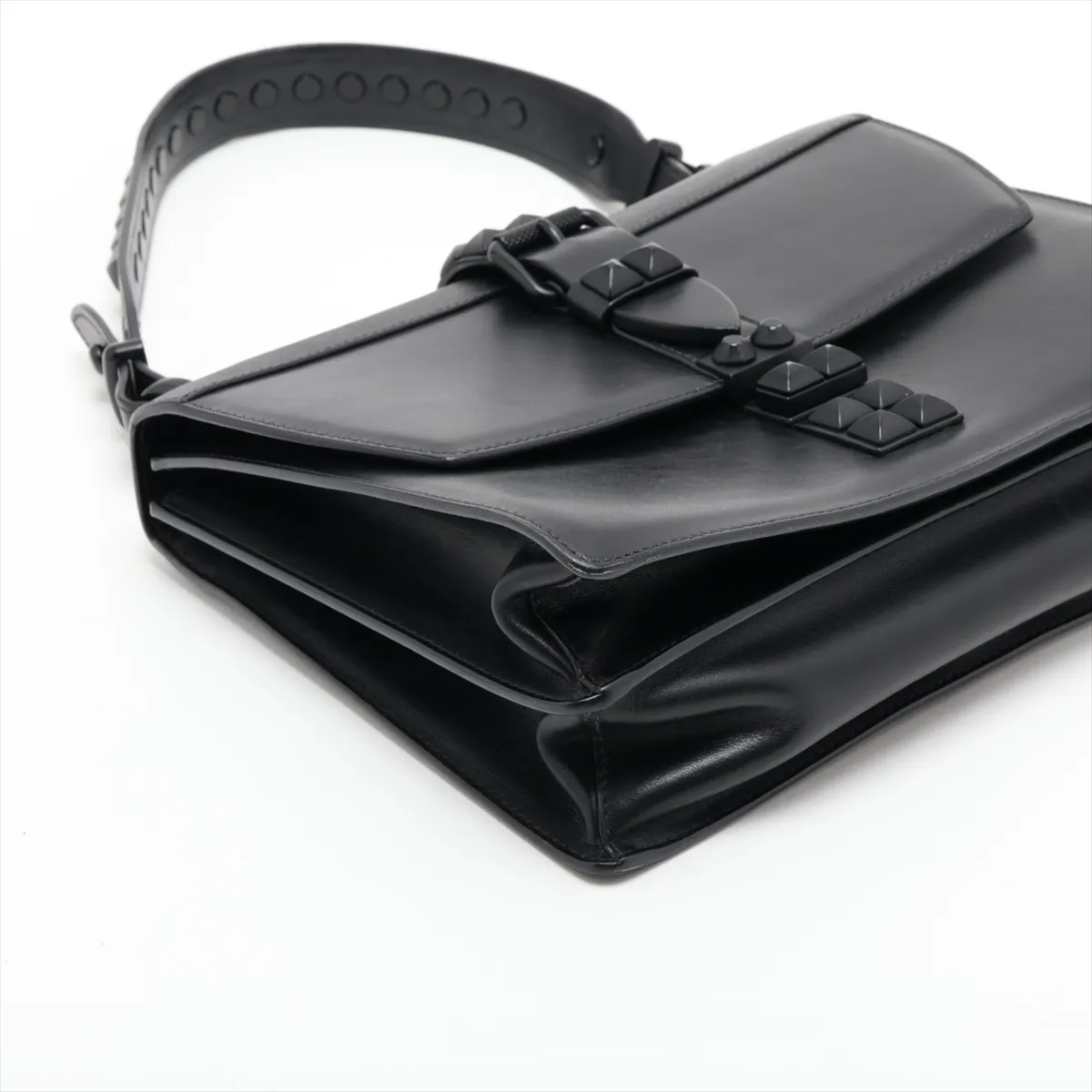 Leather x Studs 2-Way Shoulder Bag, Black — view 4