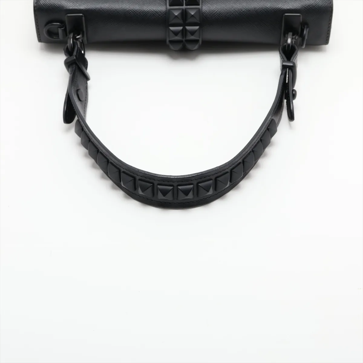 Leather x Studs 2-Way Shoulder Bag, Black — view 5