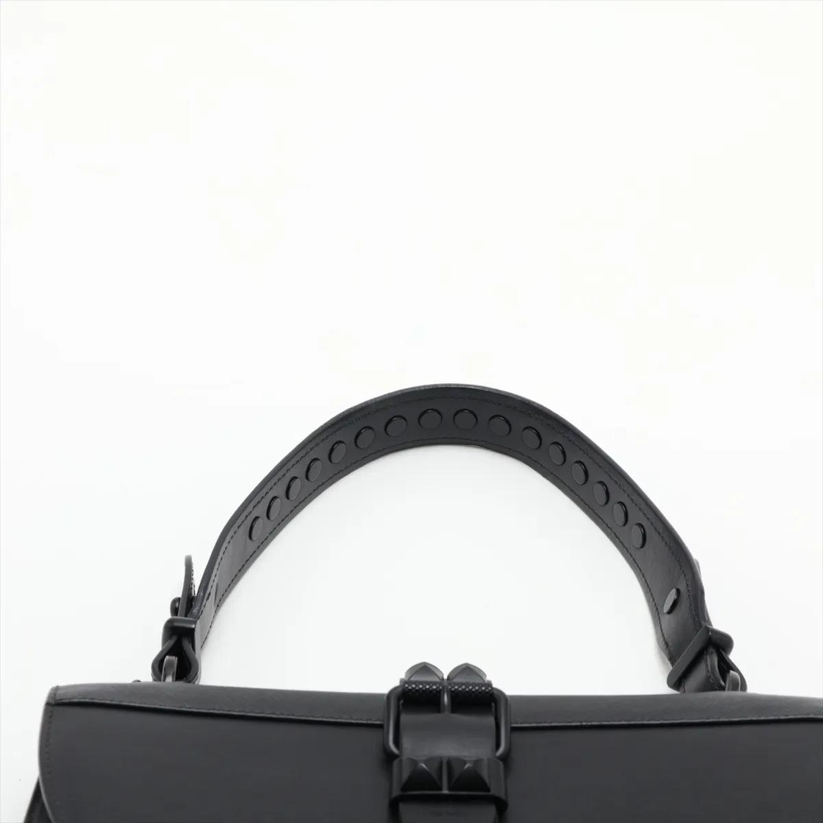 Leather x Studs 2-Way Shoulder Bag, Black — view 6