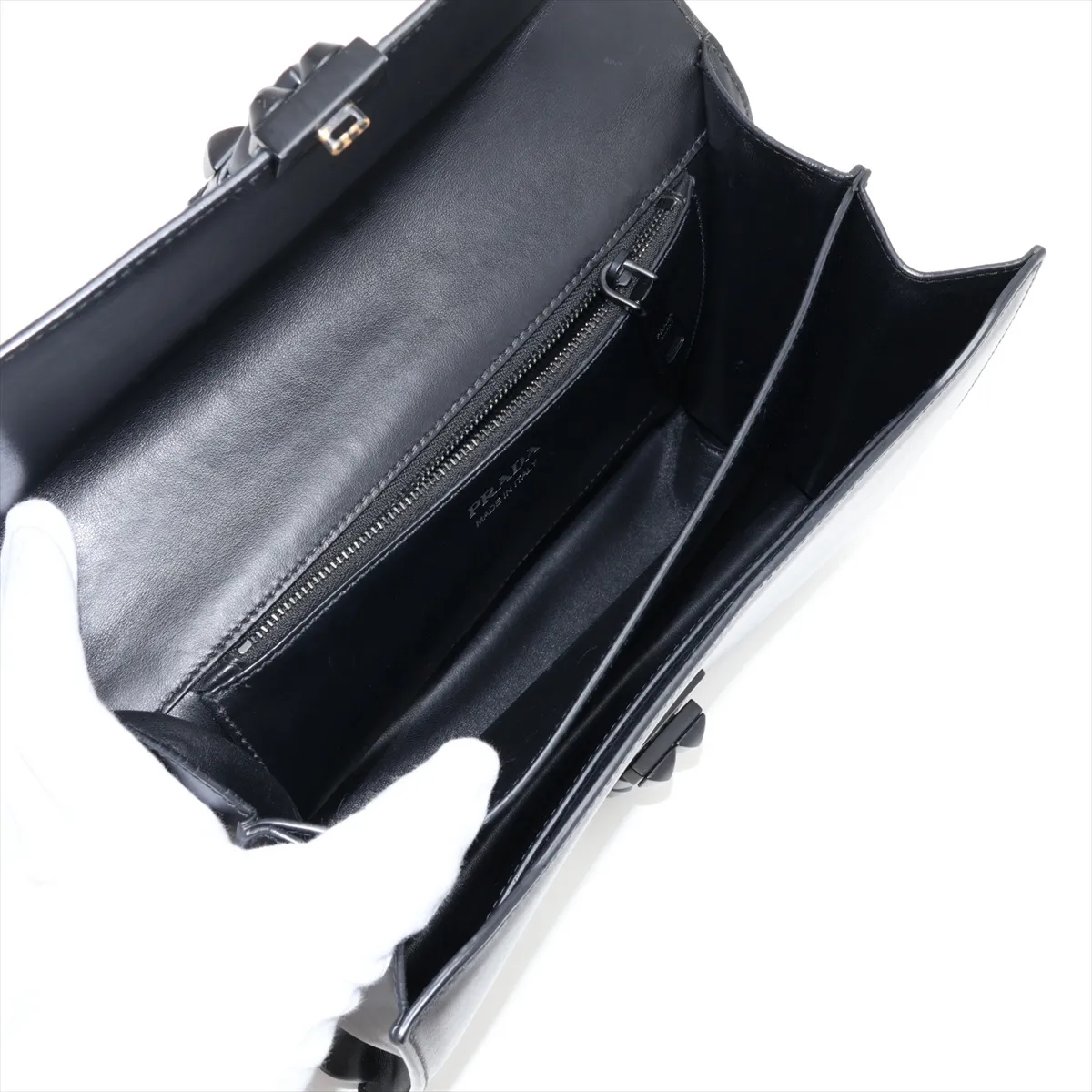 Leather x Studs 2-Way Shoulder Bag, Black — view 8