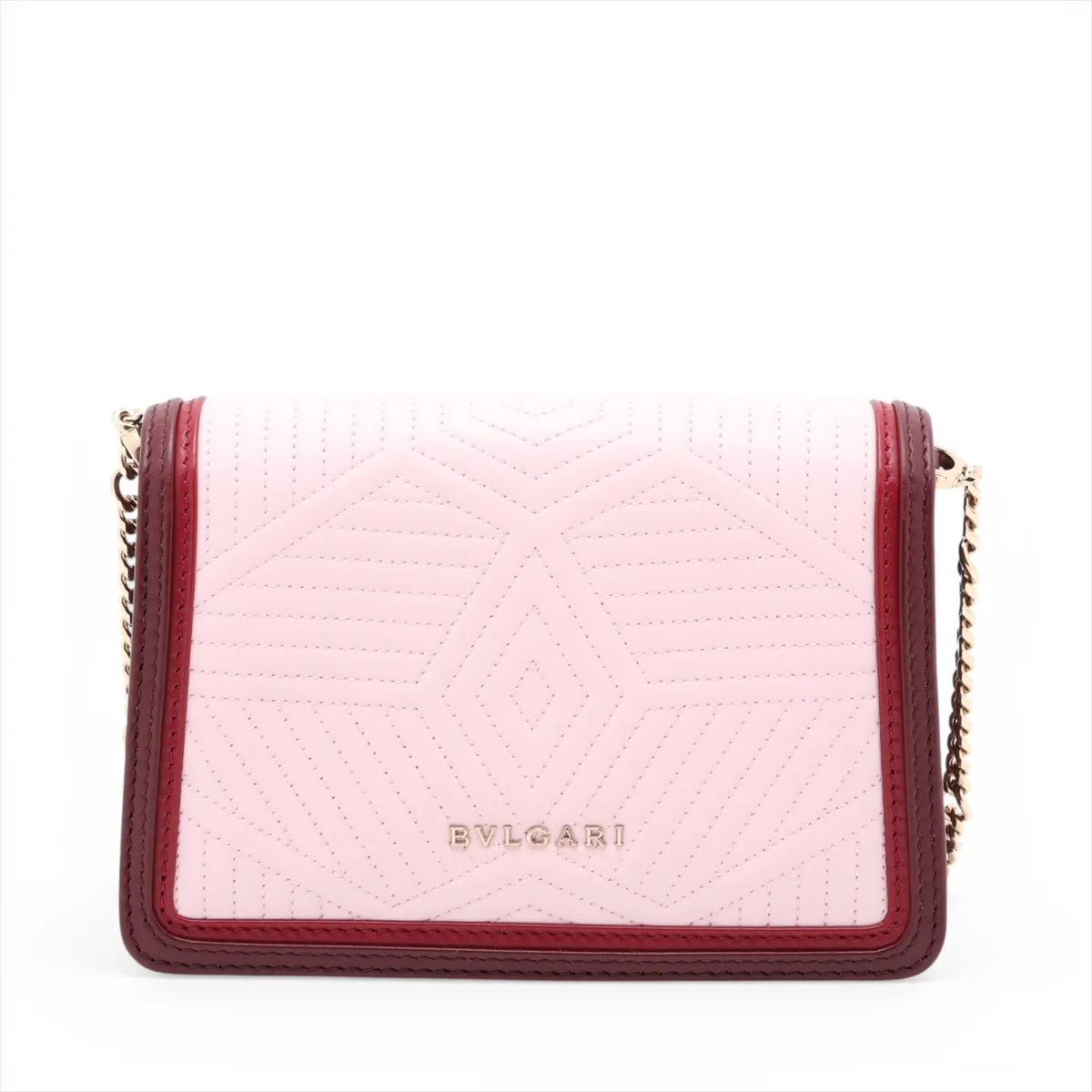 Serpenti Leather Chain Shoulder Bag, Pink, with Mirror — view 2