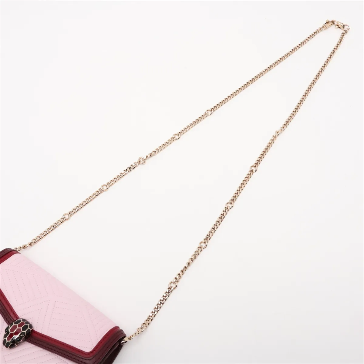 Serpenti Leather Chain Shoulder Bag, Pink, with Mirror — view 5