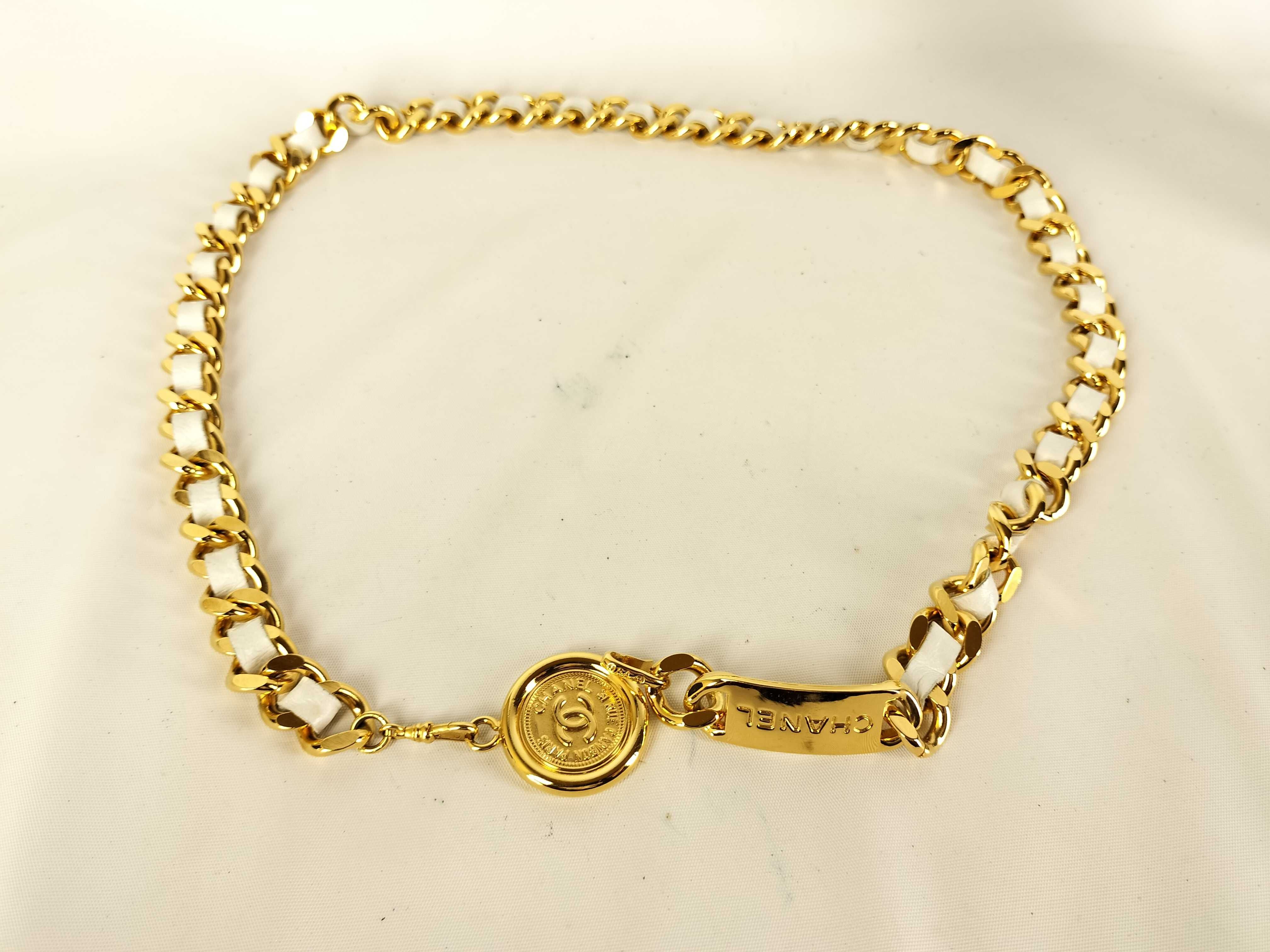 95A Cambon Coin White Leather x Gold Hardware Chain Belt — view 2