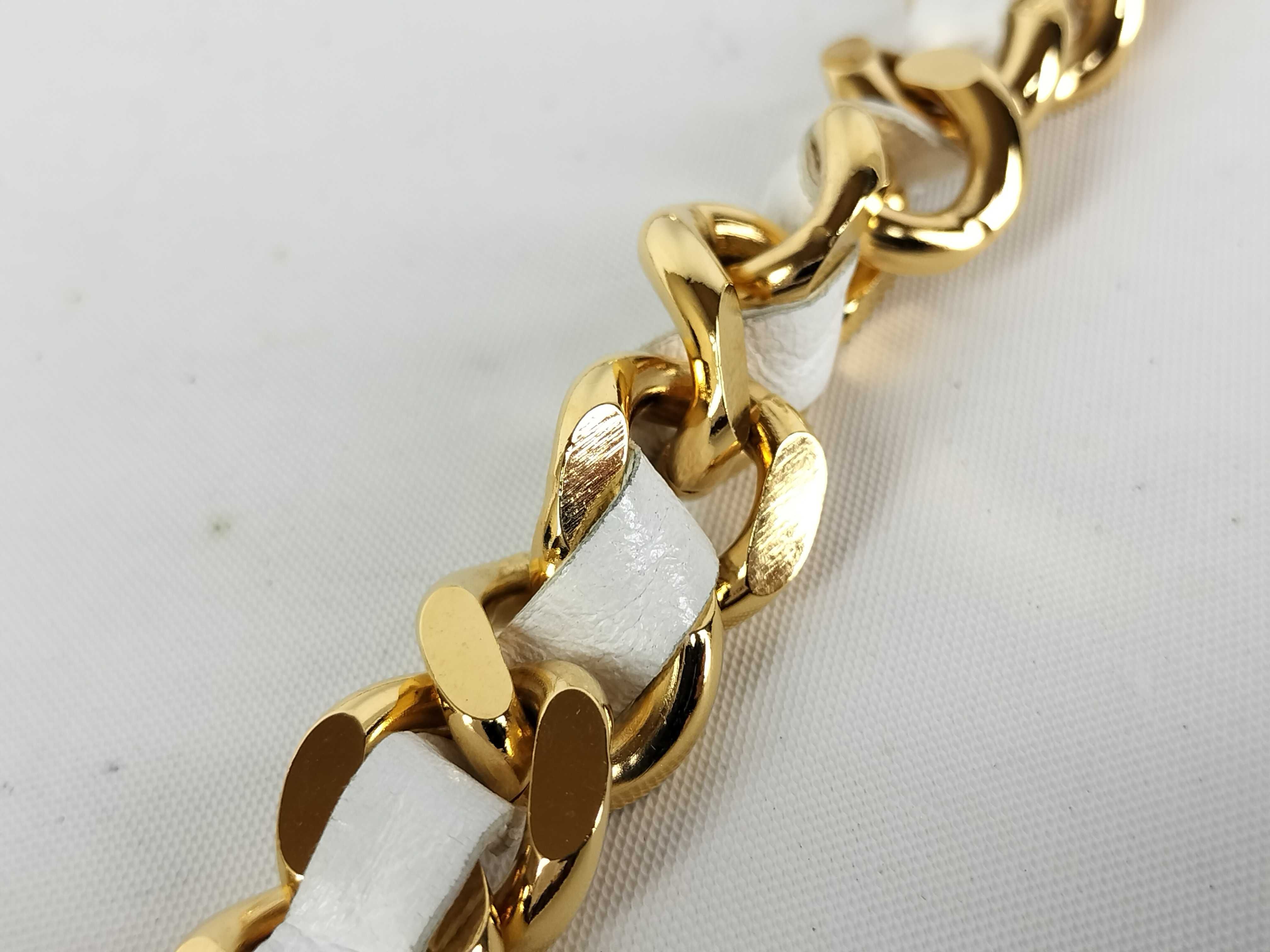 95A Cambon Coin White Leather x Gold Hardware Chain Belt — view 3