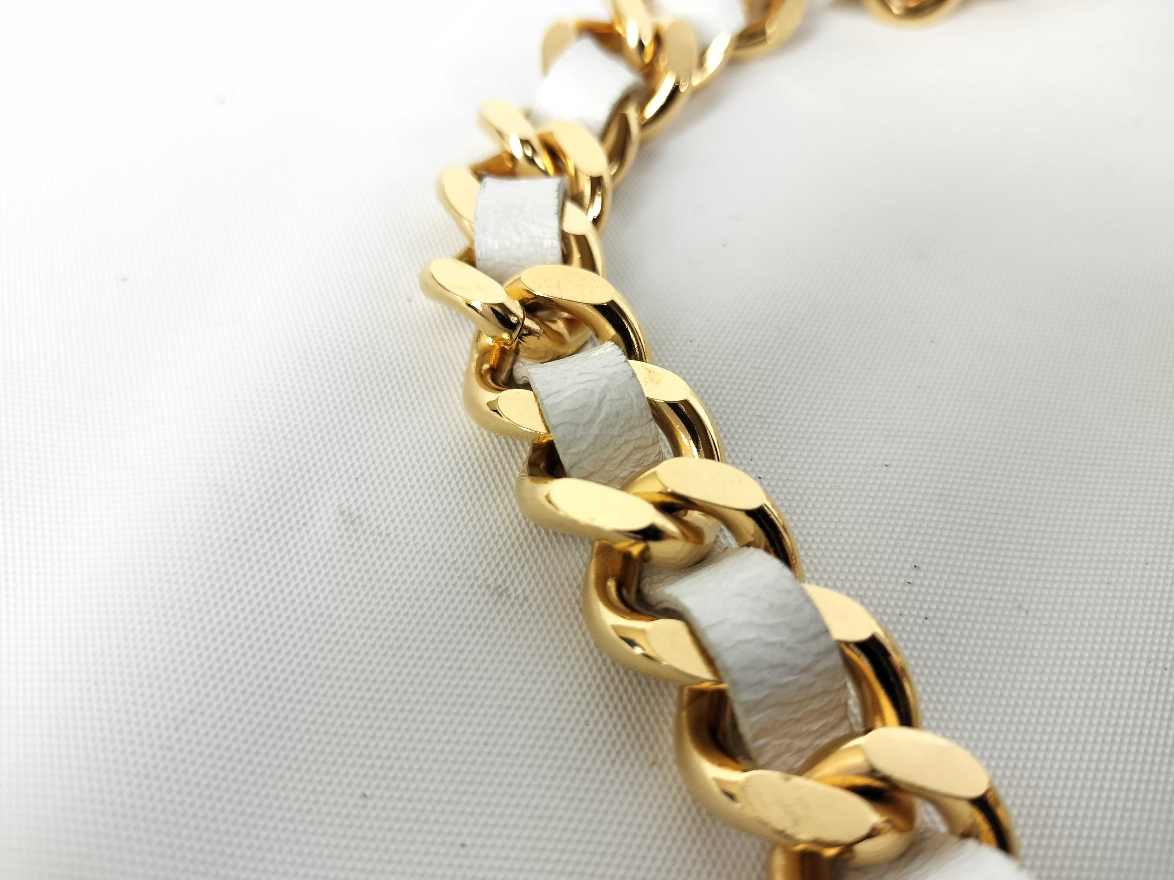 95A Cambon Coin White Leather x Gold Hardware Chain Belt — view 7