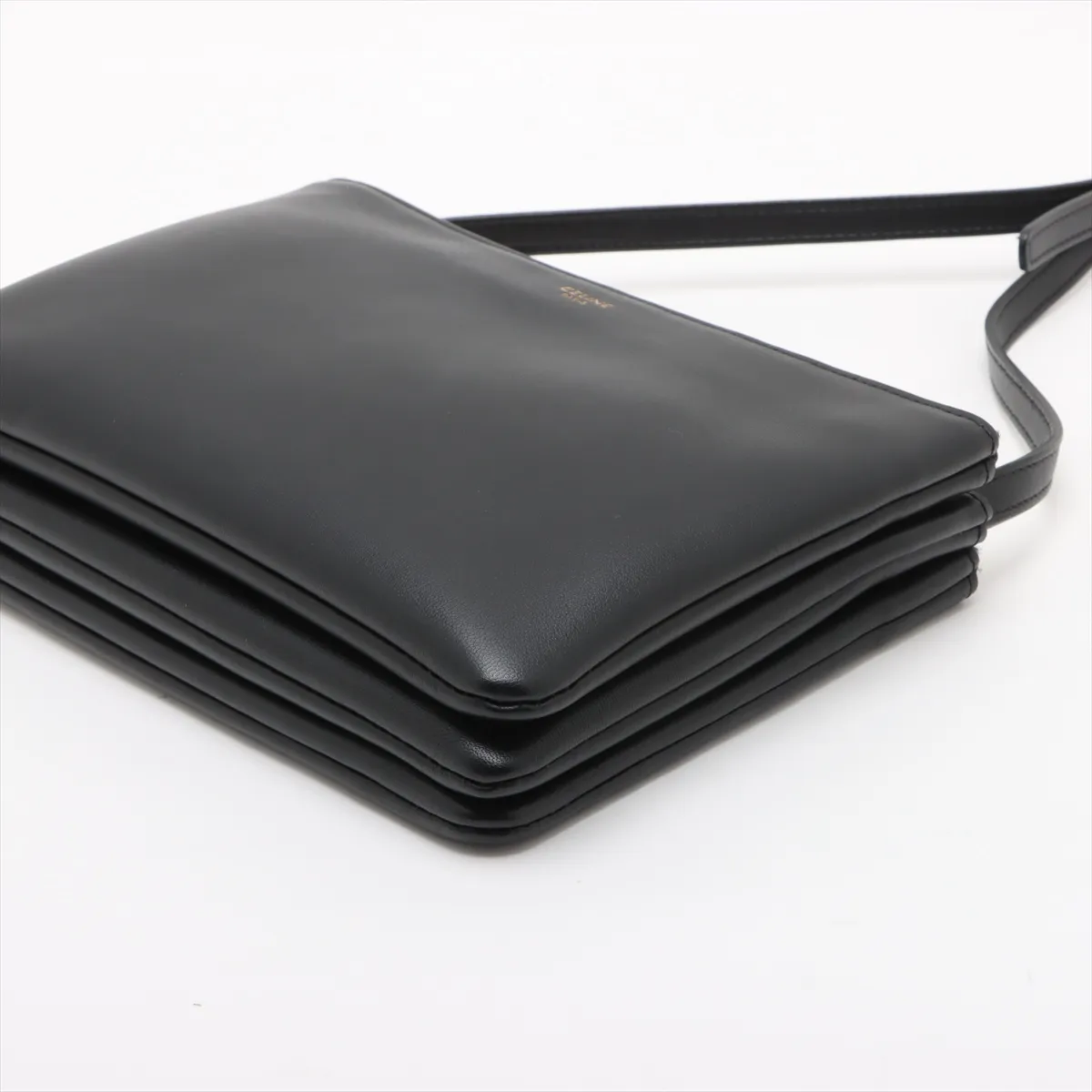 Trio Small Leather Shoulder Bag Black — view 3