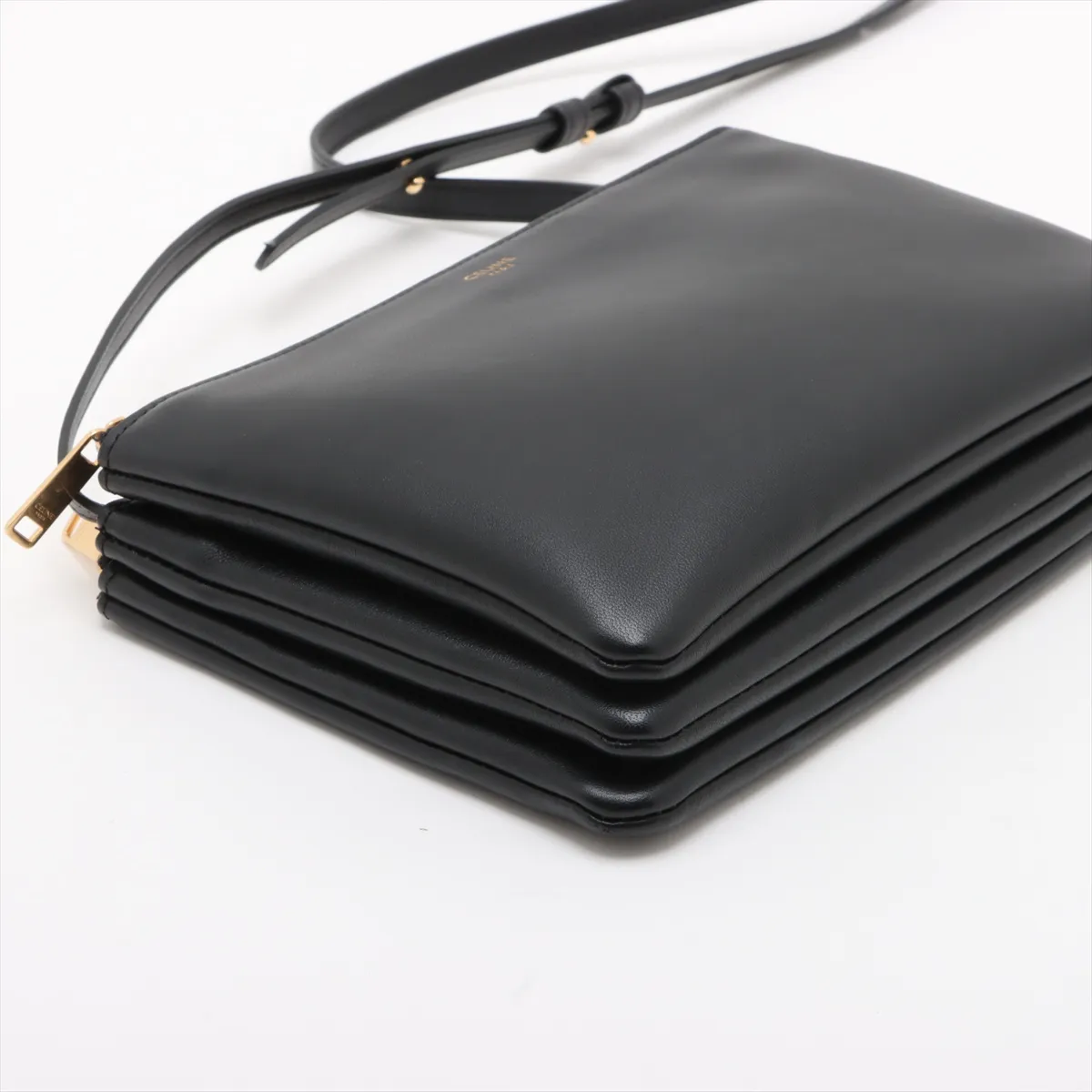 Trio Small Leather Shoulder Bag Black — view 4