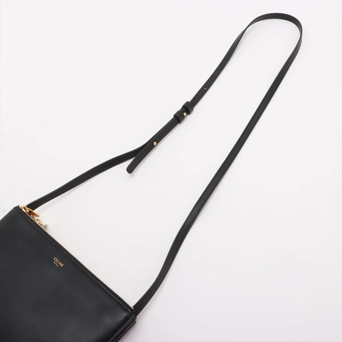 Trio Small Leather Shoulder Bag Black — view 5