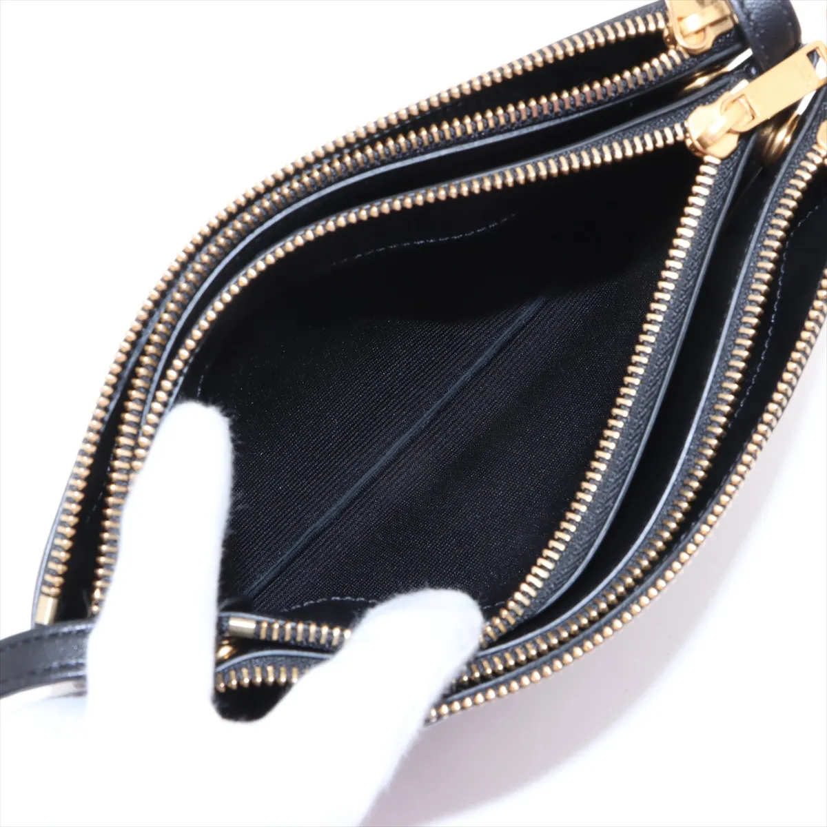 Trio Small Leather Shoulder Bag Black — view 7