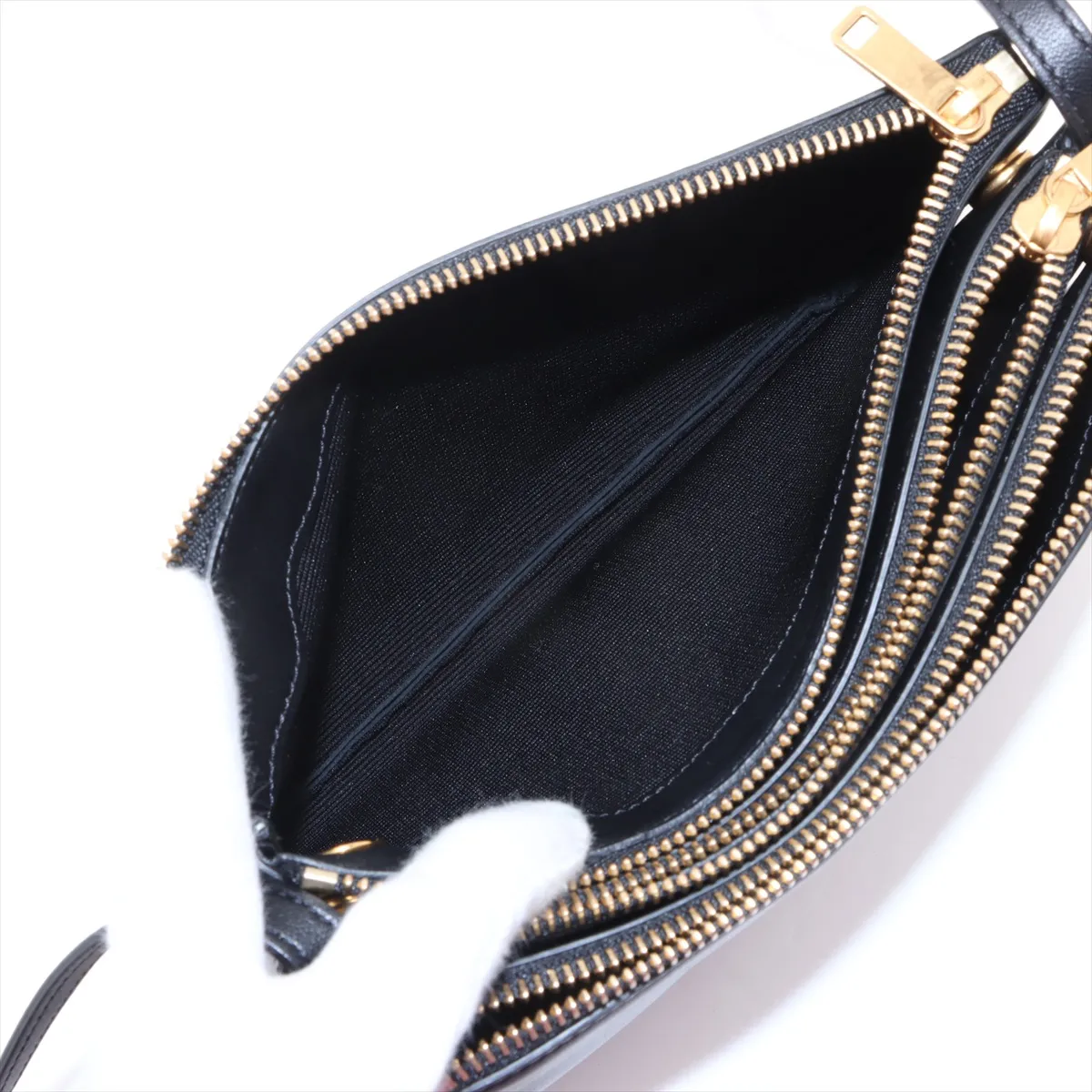 Trio Small Leather Shoulder Bag Black — view 8