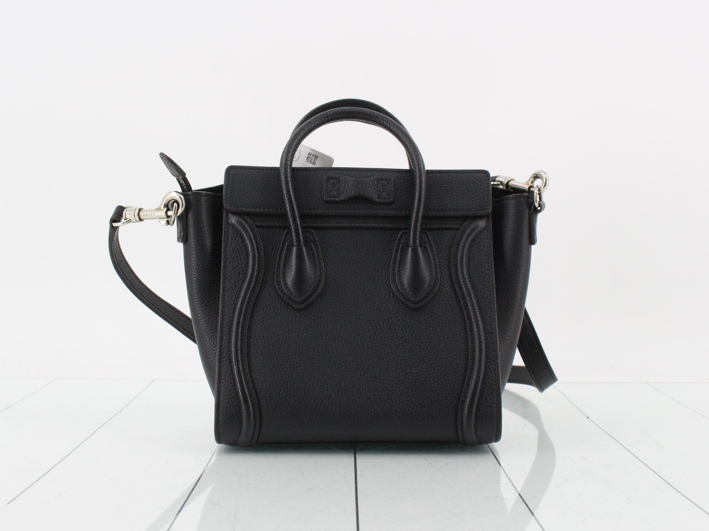 Luggage Nano Leather 2-Way Shoulder/Handbag, Black — view 2