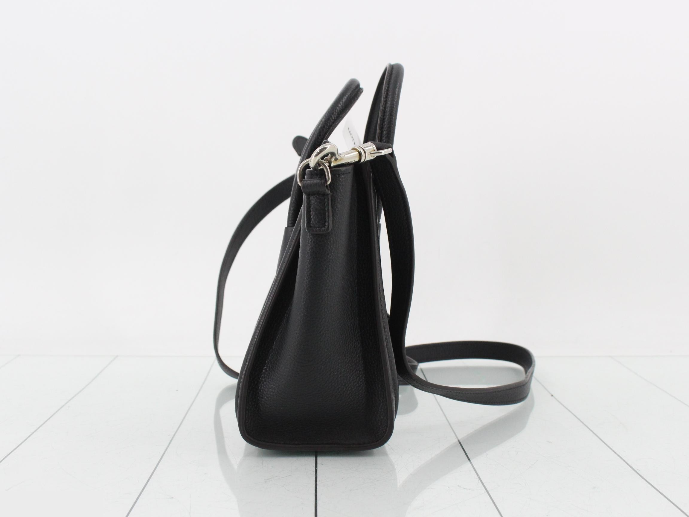 Luggage Nano Leather 2-Way Shoulder/Handbag, Black — view 4