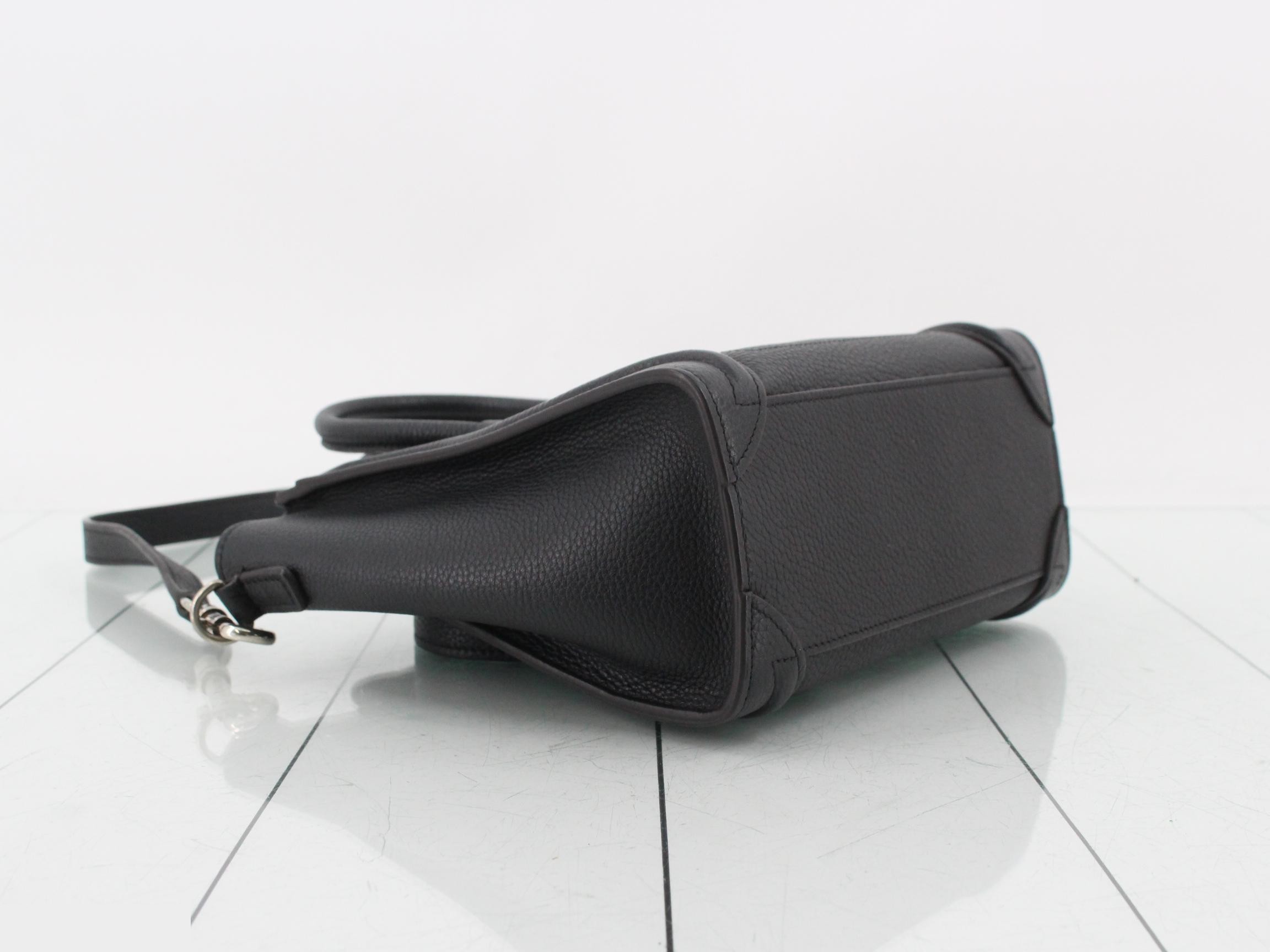 Luggage Nano Leather 2-Way Shoulder/Handbag, Black — view 5