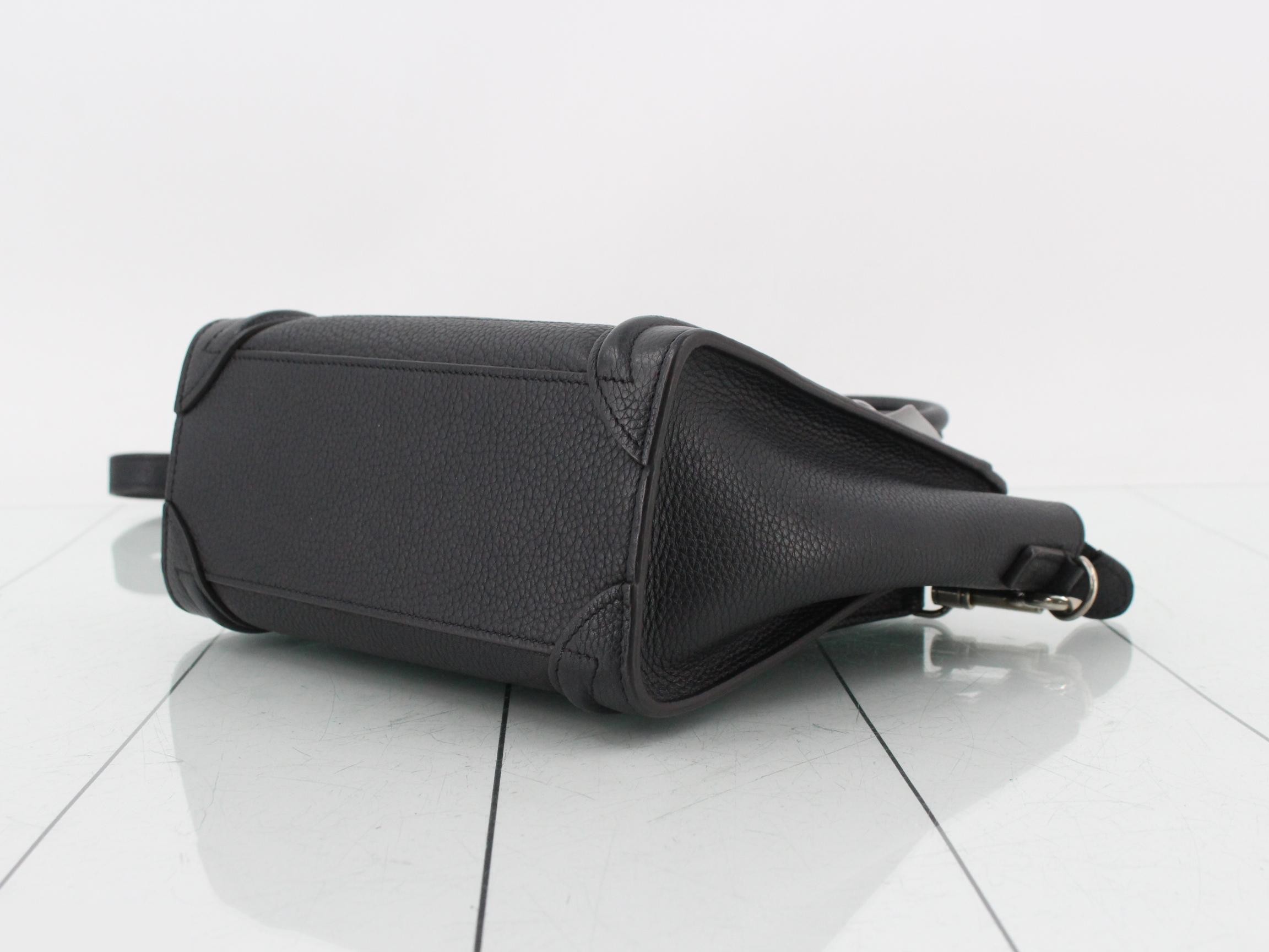 Luggage Nano Leather 2-Way Shoulder/Handbag, Black — view 6