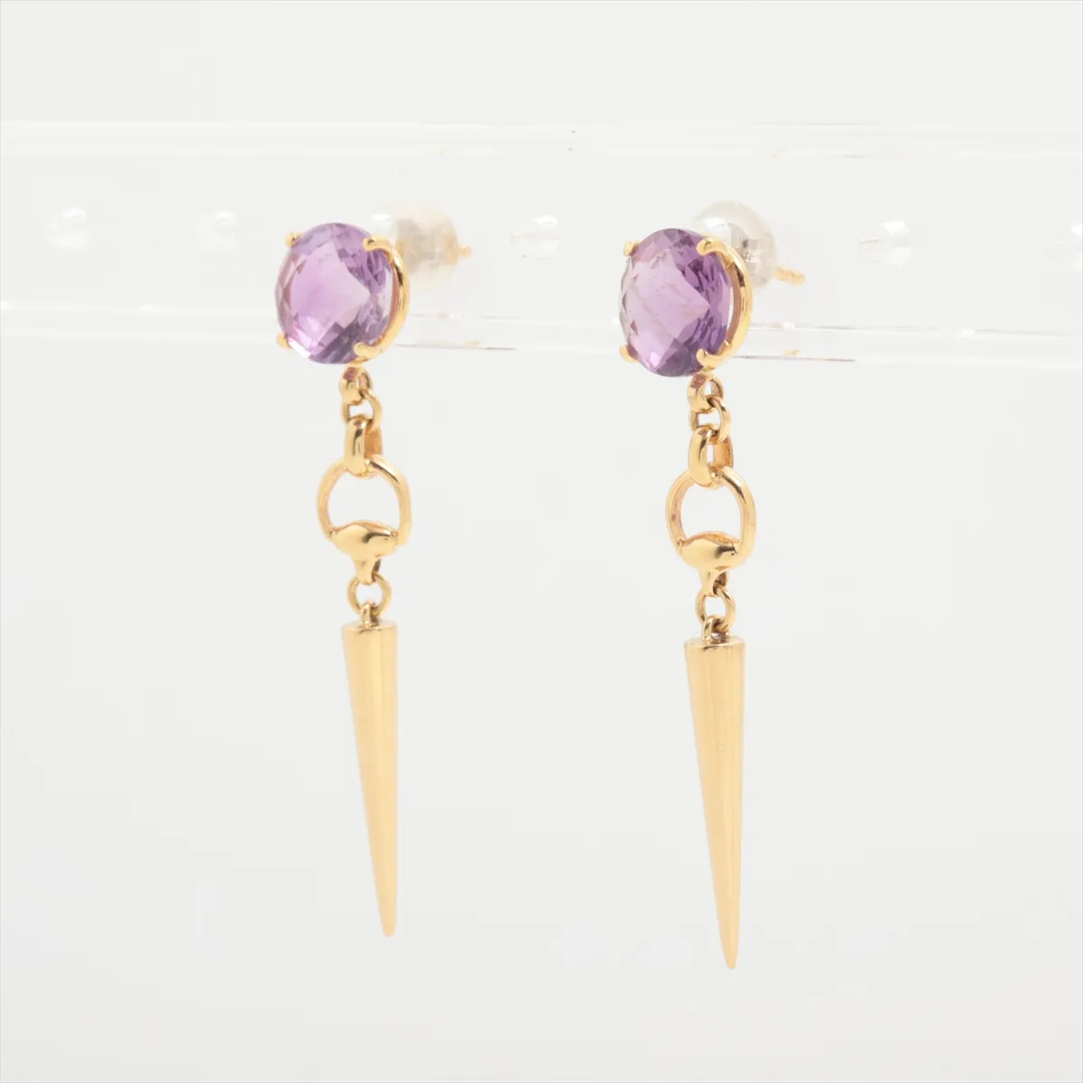 colored gemstone earrings, 750 (Yellow Gold) x Pt900, total weight 5.1g. — view 3
