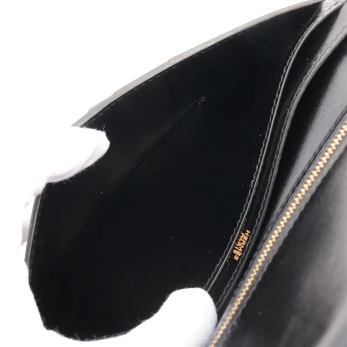 Bearn Classic Box Calf Long Wallet, Black with Gold Hardware, F: 2002 — view 4