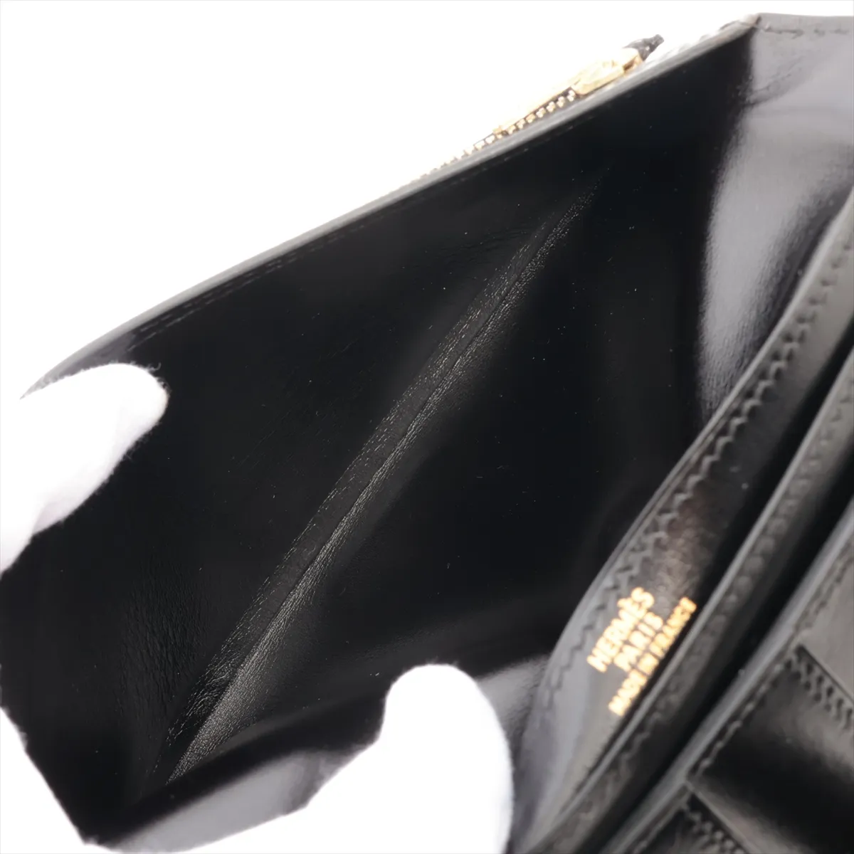 Bearn Classic Box Calf Long Wallet, Black with Gold Hardware, F: 2002 — view 7