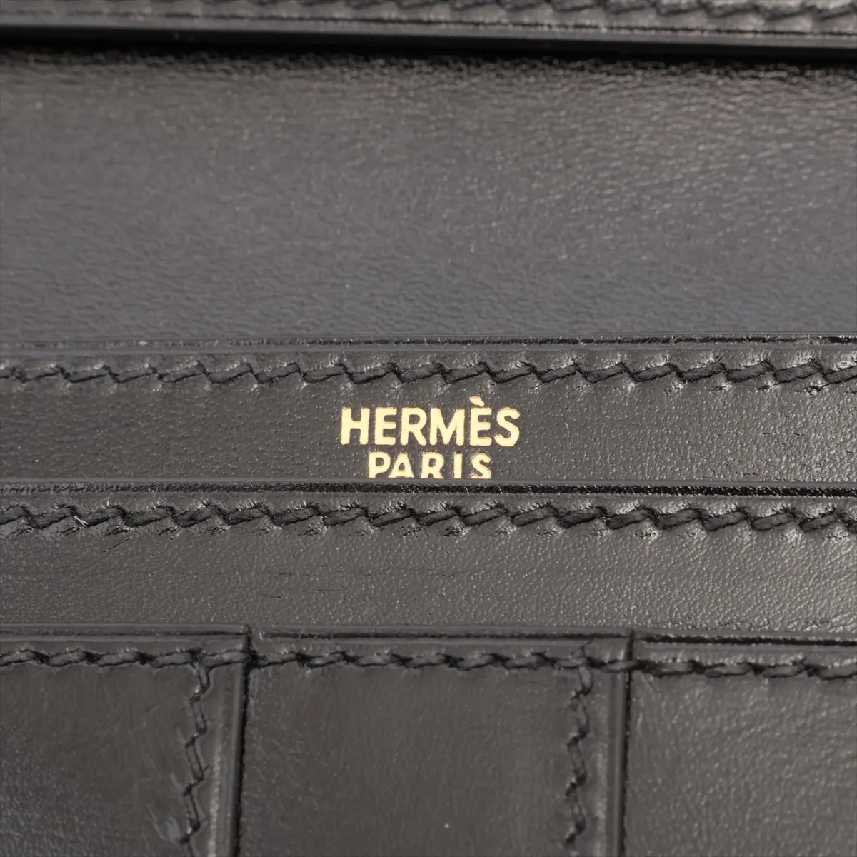 Bearn Classic Box Calf Long Wallet, Black with Gold Hardware, F: 2002 — view 9