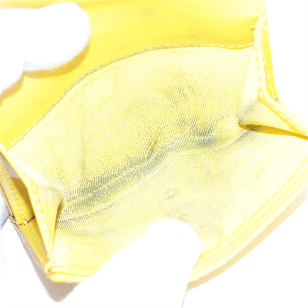 Lady Dior Cannage Patent Leather Compact Wallet Yellow — view 6
