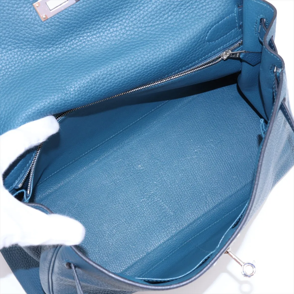 [Individually packaged] Hermes Kelly 32 Retournée Taurillon Clemence Colvert Silver Hardware R: 2014 — view 8