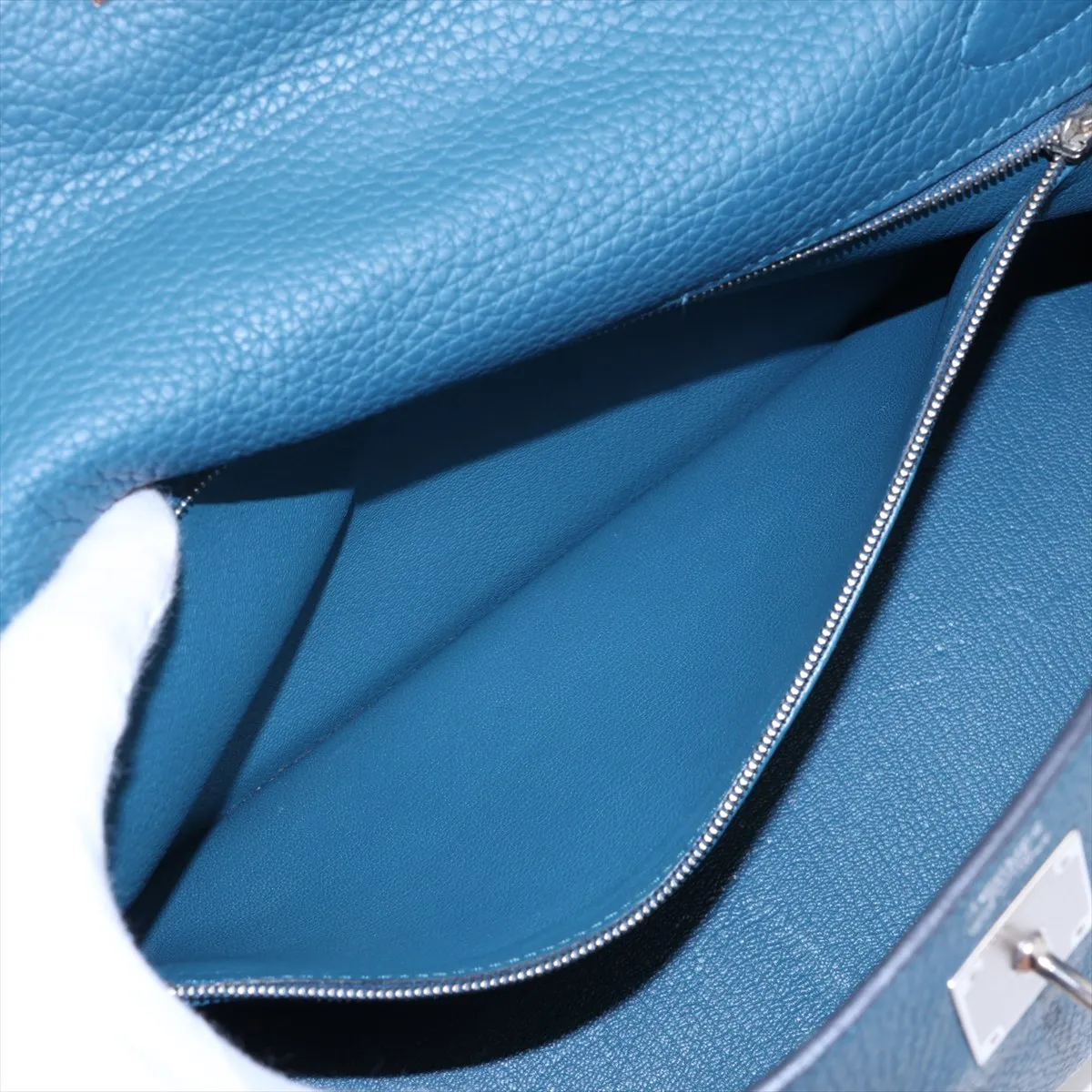 [Individually packaged] Hermes Kelly 32 Retournée Taurillon Clemence Colvert Silver Hardware R: 2014 — view 9