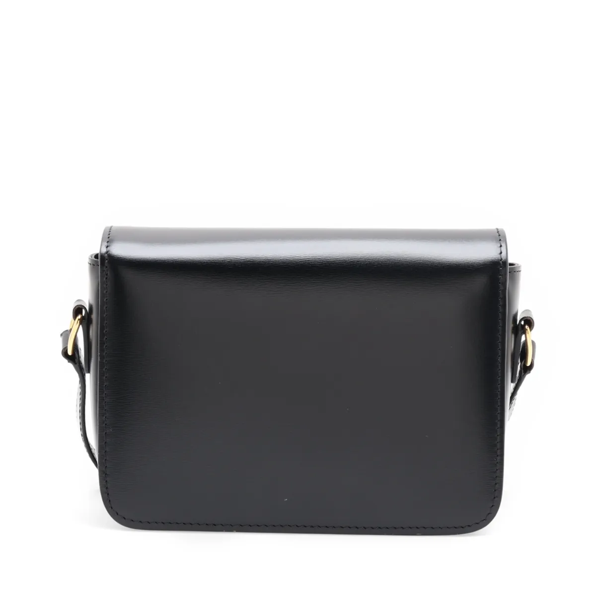 Triomphe Teen Leather Shoulder Bag, Black — view 2