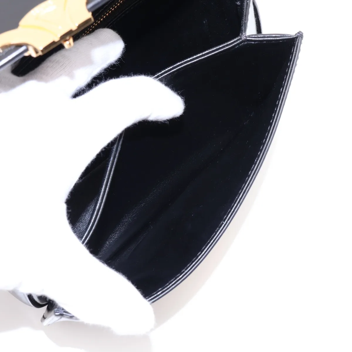 Triomphe Teen Leather Shoulder Bag, Black — view 6