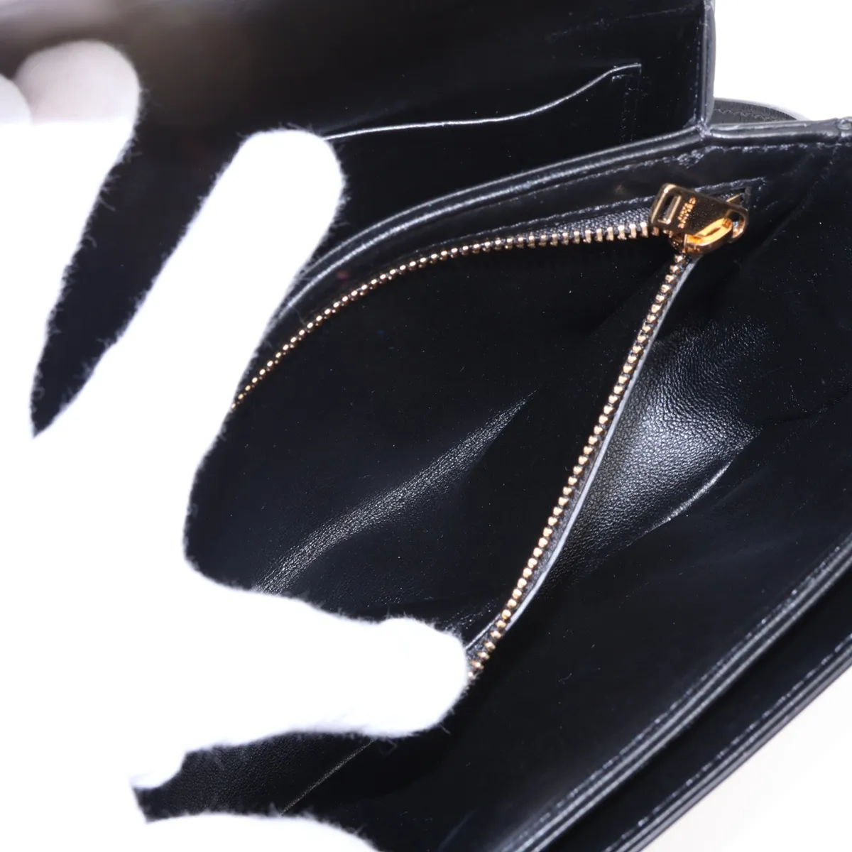 Triomphe Teen Leather Shoulder Bag, Black — view 8