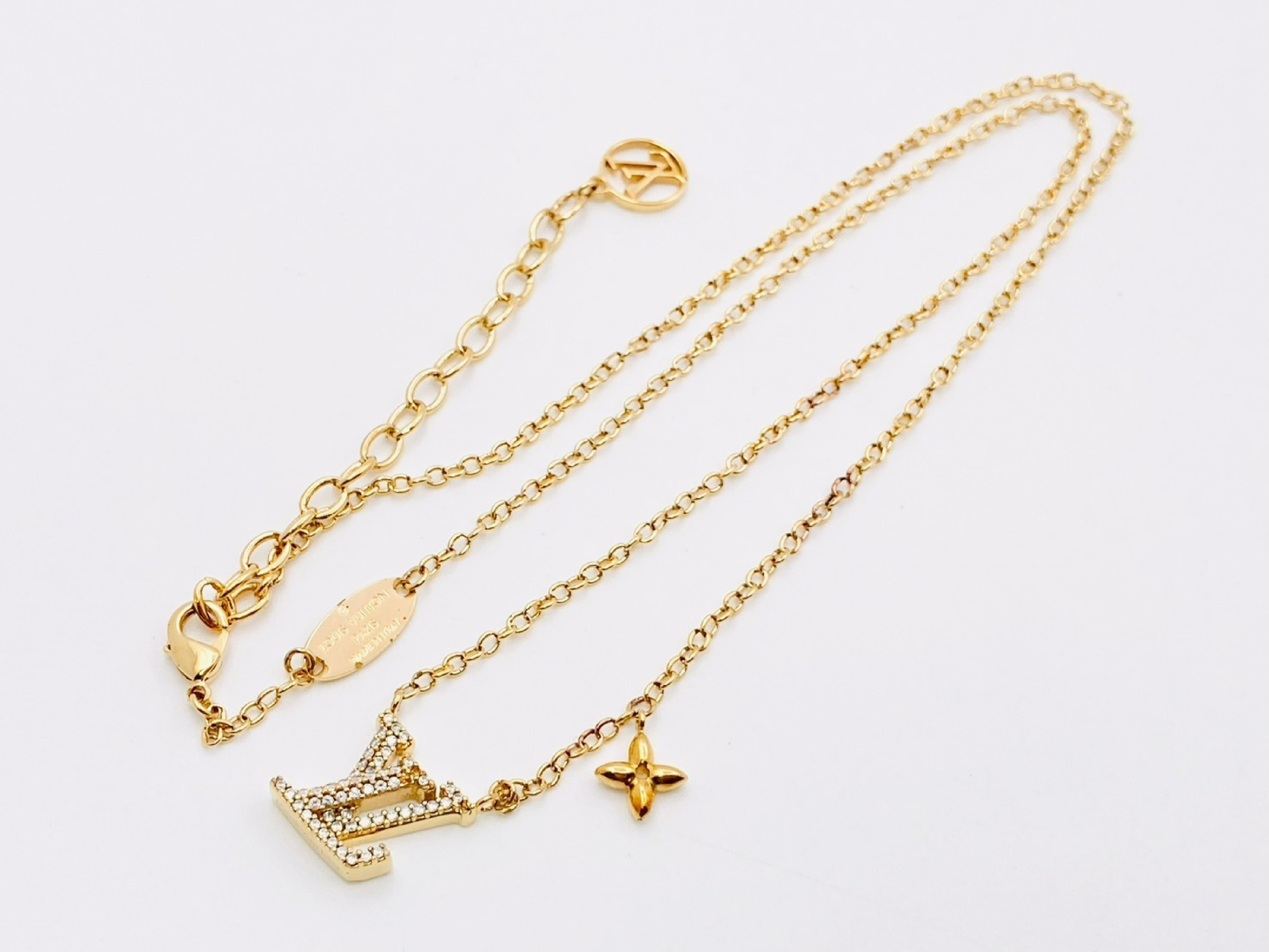 M00596 Collier LV Iconic Rhinestone Gold Necklace TE0273 — view 3