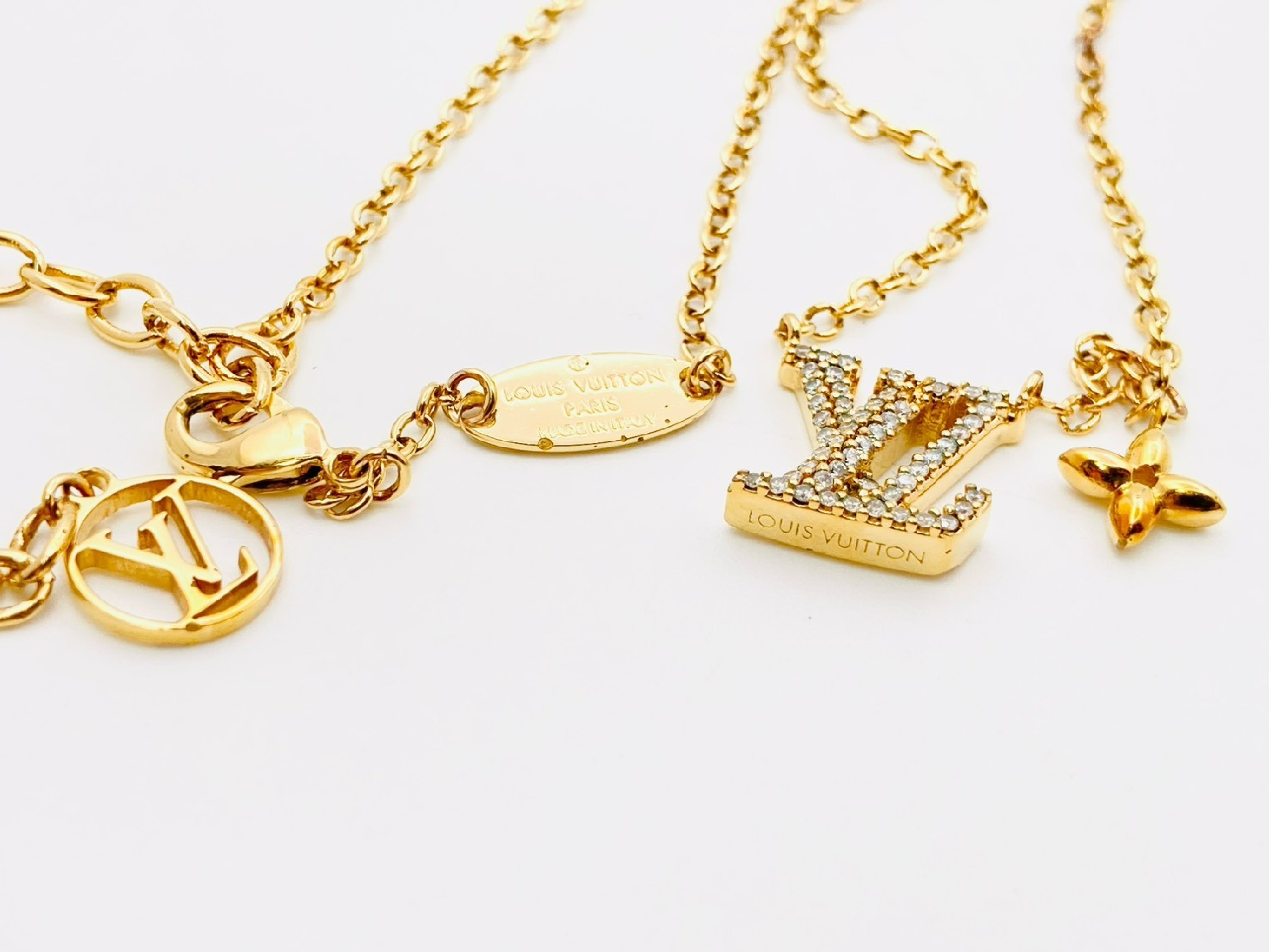 M00596 Collier LV Iconic Rhinestone Gold Necklace TE0273 — view 4