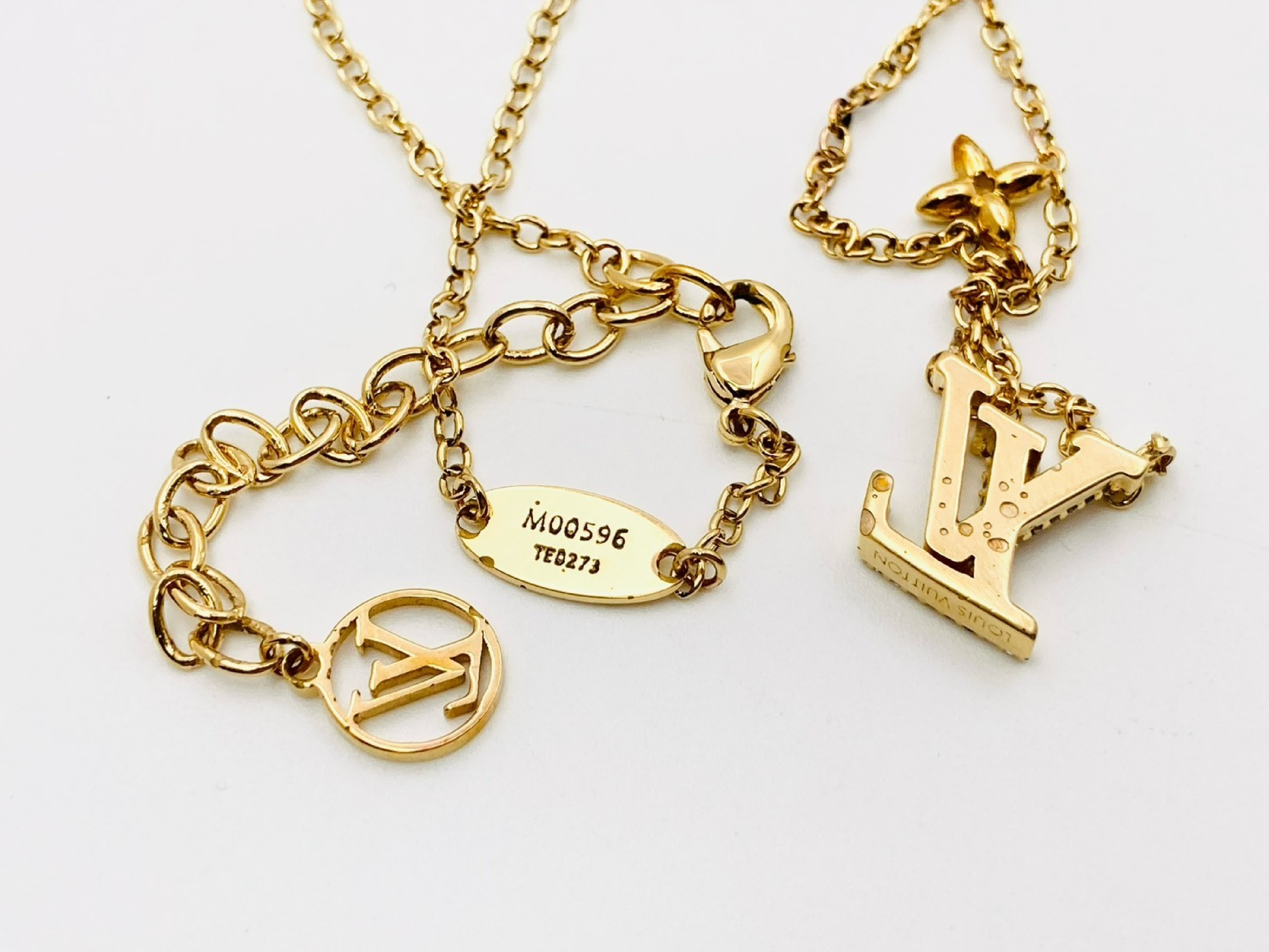 M00596 Collier LV Iconic Rhinestone Gold Necklace TE0273 — view 5