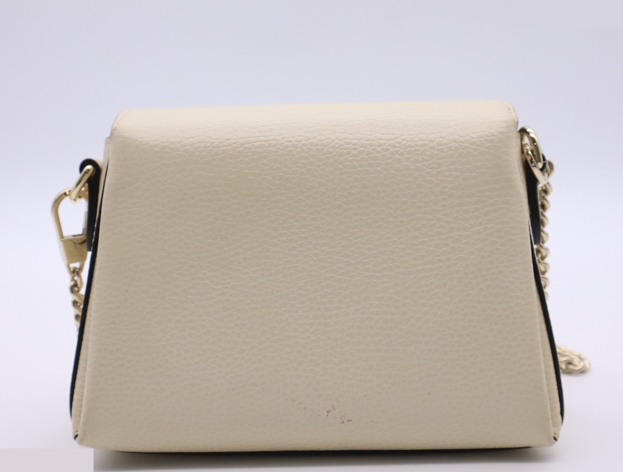 Leather Interlocking G Chain Shoulder Bag, White, Gold Hardware — view 2