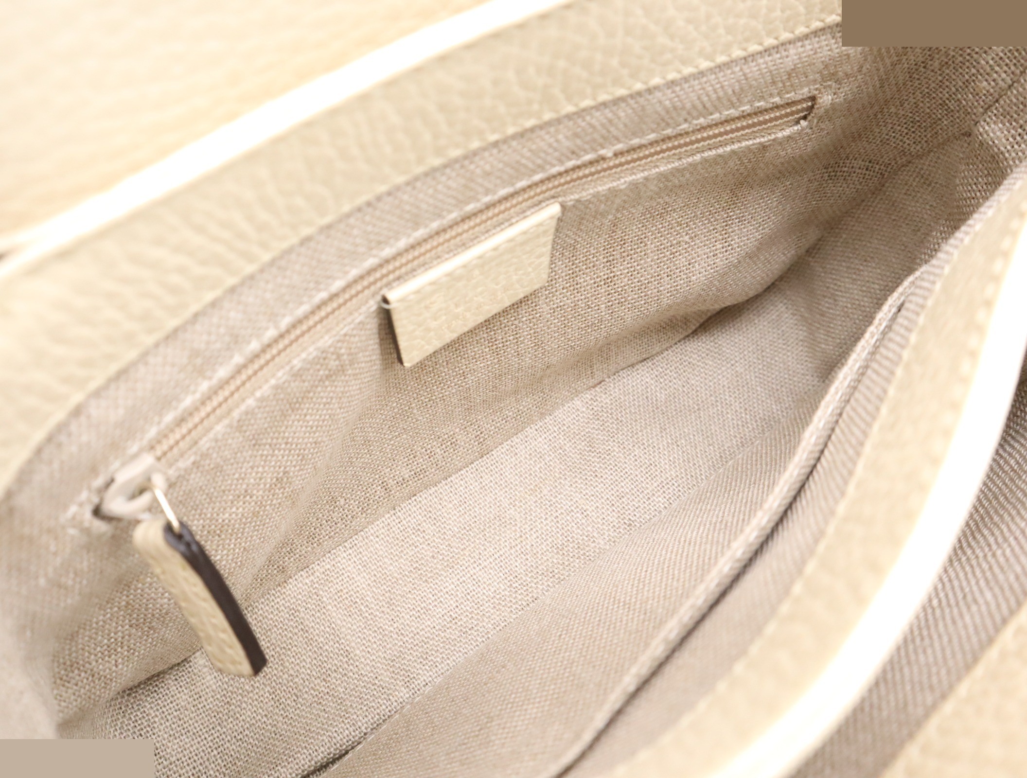 Leather Interlocking G Chain Shoulder Bag, White, Gold Hardware — view 7