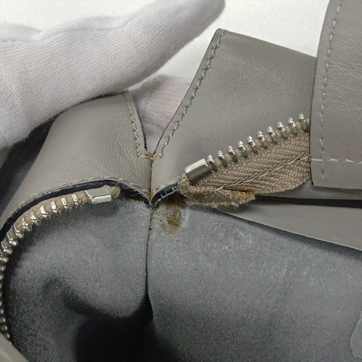 Anagram Shopper Leather Tote Bag, Gray — view 12