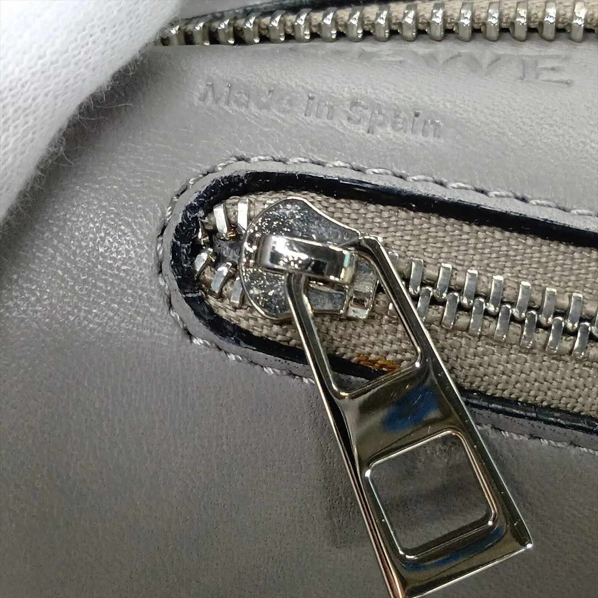 Anagram Shopper Leather Tote Bag, Gray — view 13
