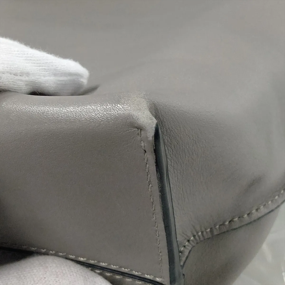 Anagram Shopper Leather Tote Bag, Gray — view 14