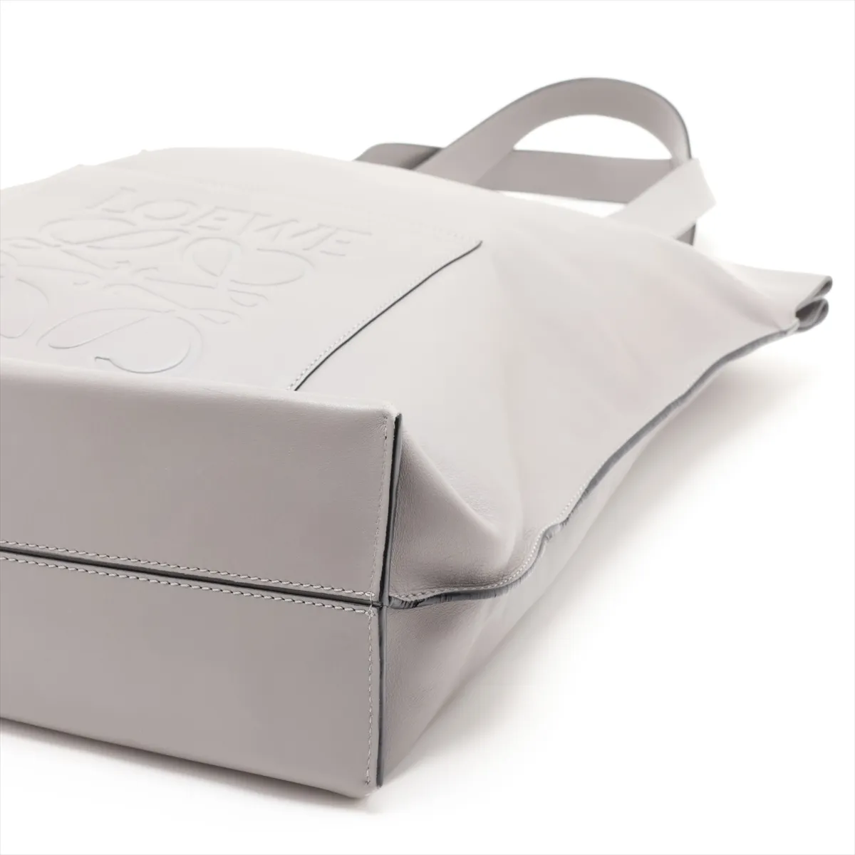 Anagram Shopper Leather Tote Bag, Gray — view 3
