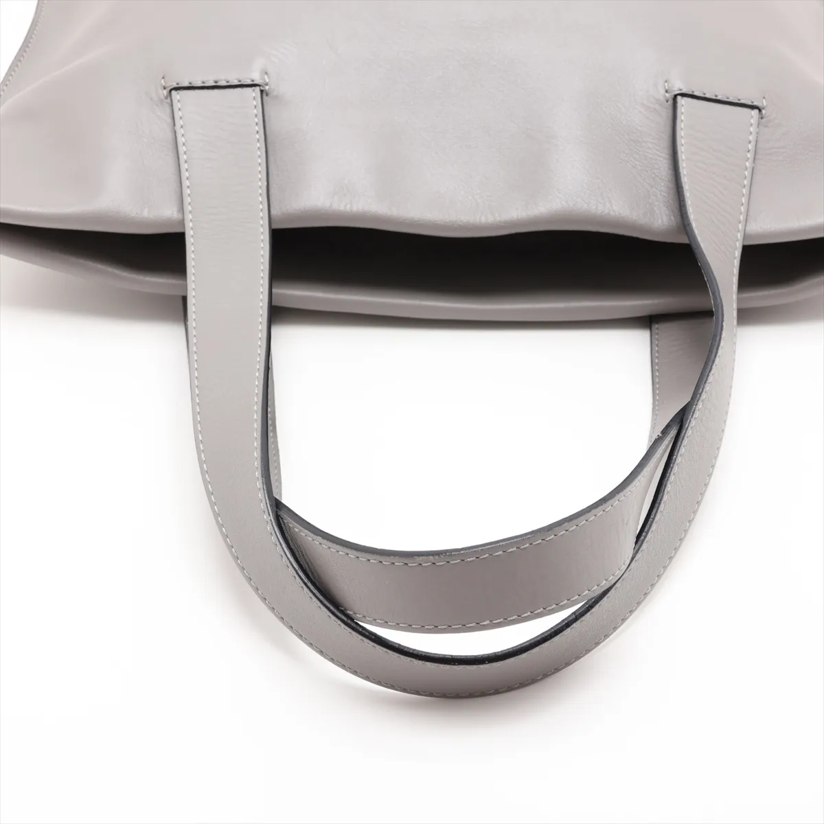Anagram Shopper Leather Tote Bag, Gray — view 5
