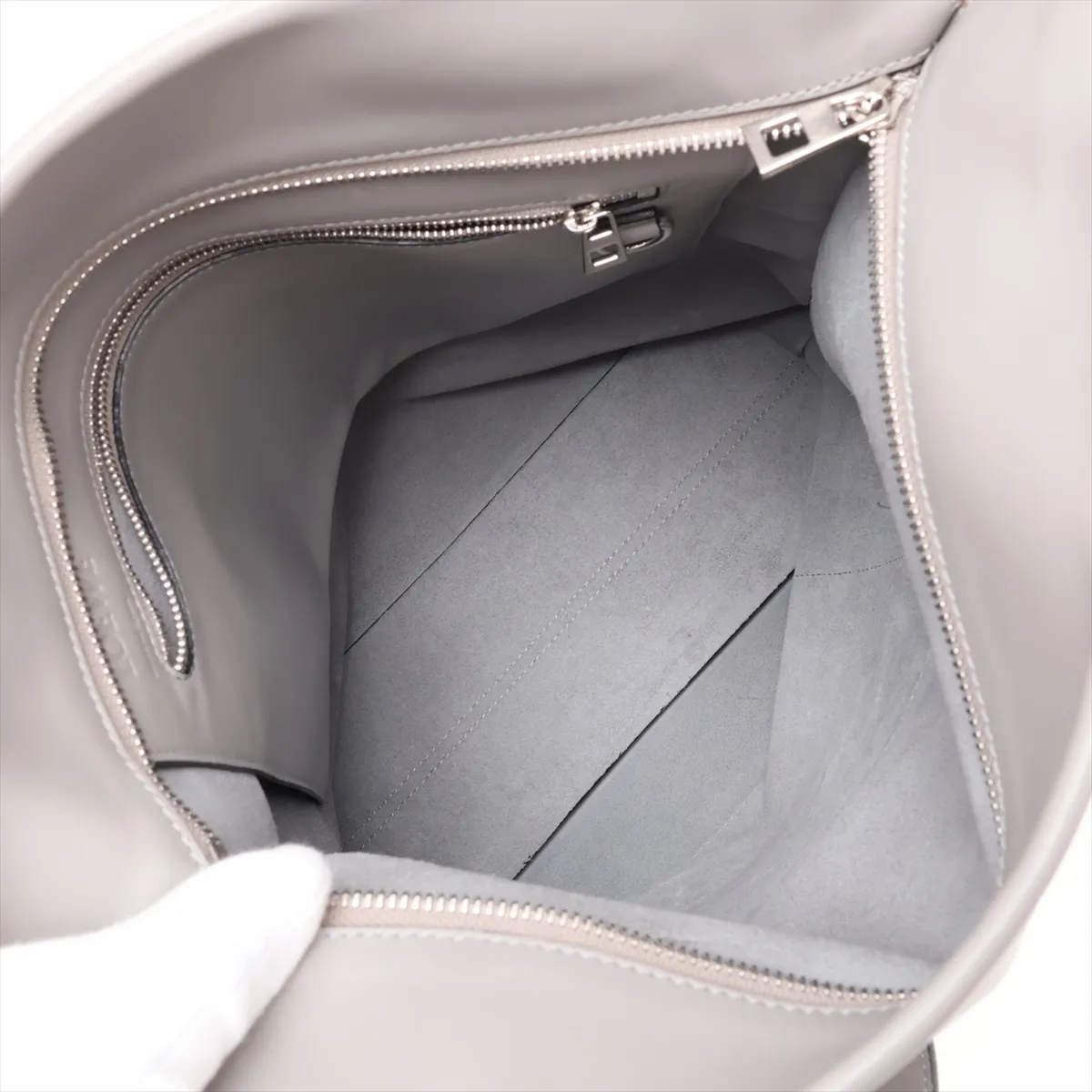 Anagram Shopper Leather Tote Bag, Gray — view 7