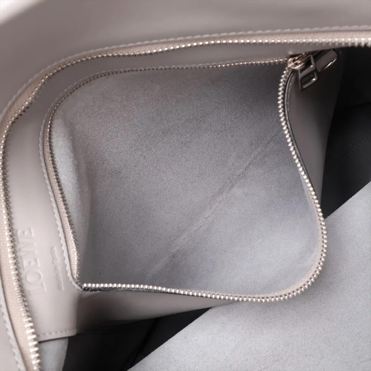 Anagram Shopper Leather Tote Bag, Gray — view 8