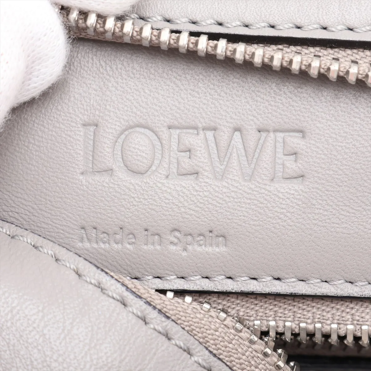 Anagram Shopper Leather Tote Bag, Gray — view 9