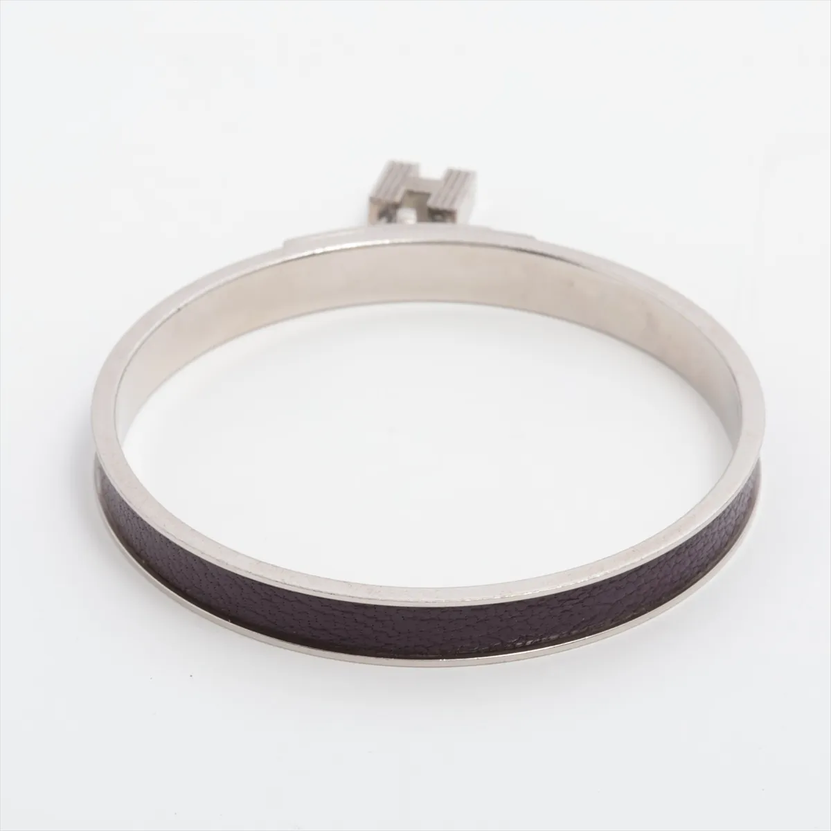 Kelly Bangle, Metal x Leather, Silver x Purple, dents, — view 2