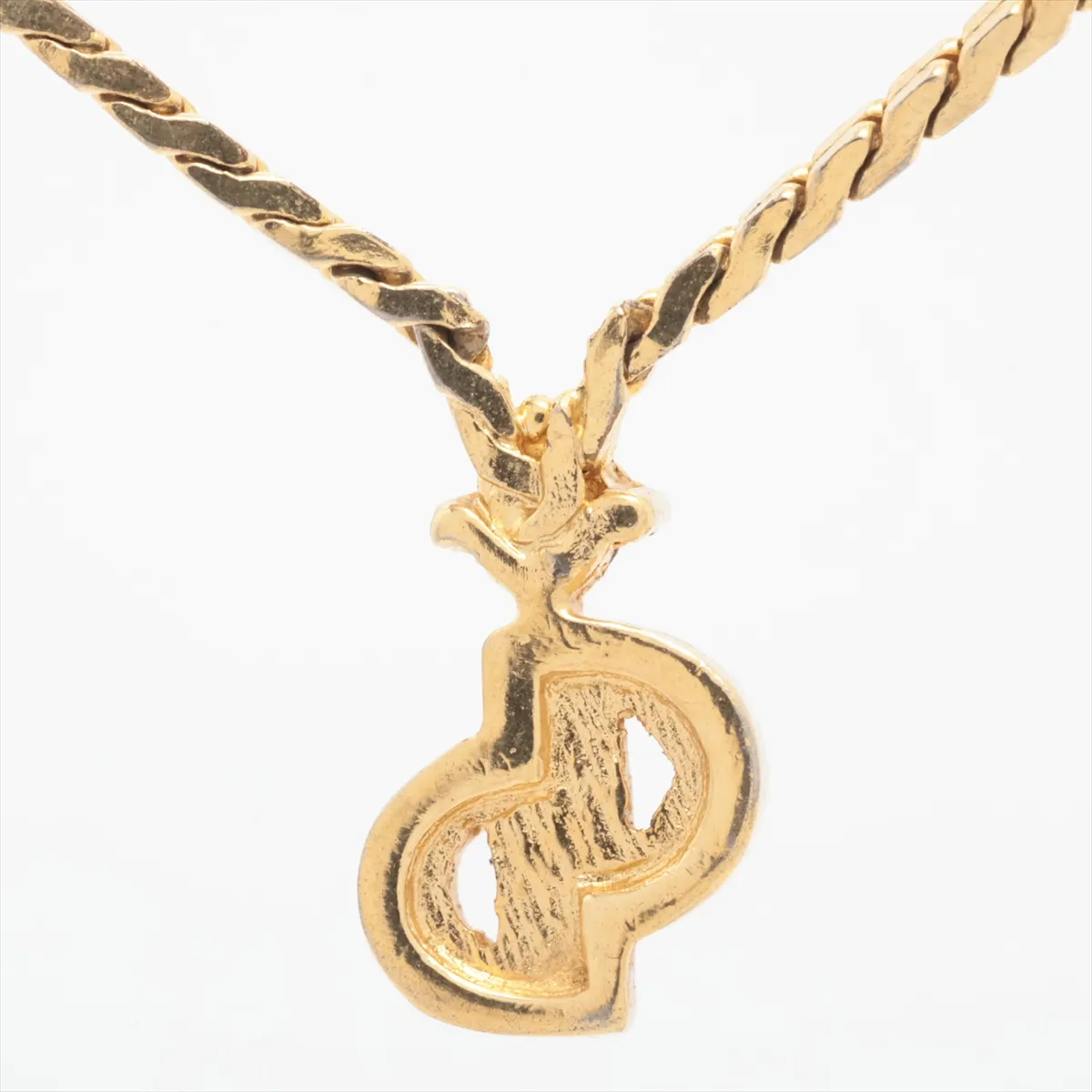 CD Logo Necklace GP x Rhinestone Gold — view 2