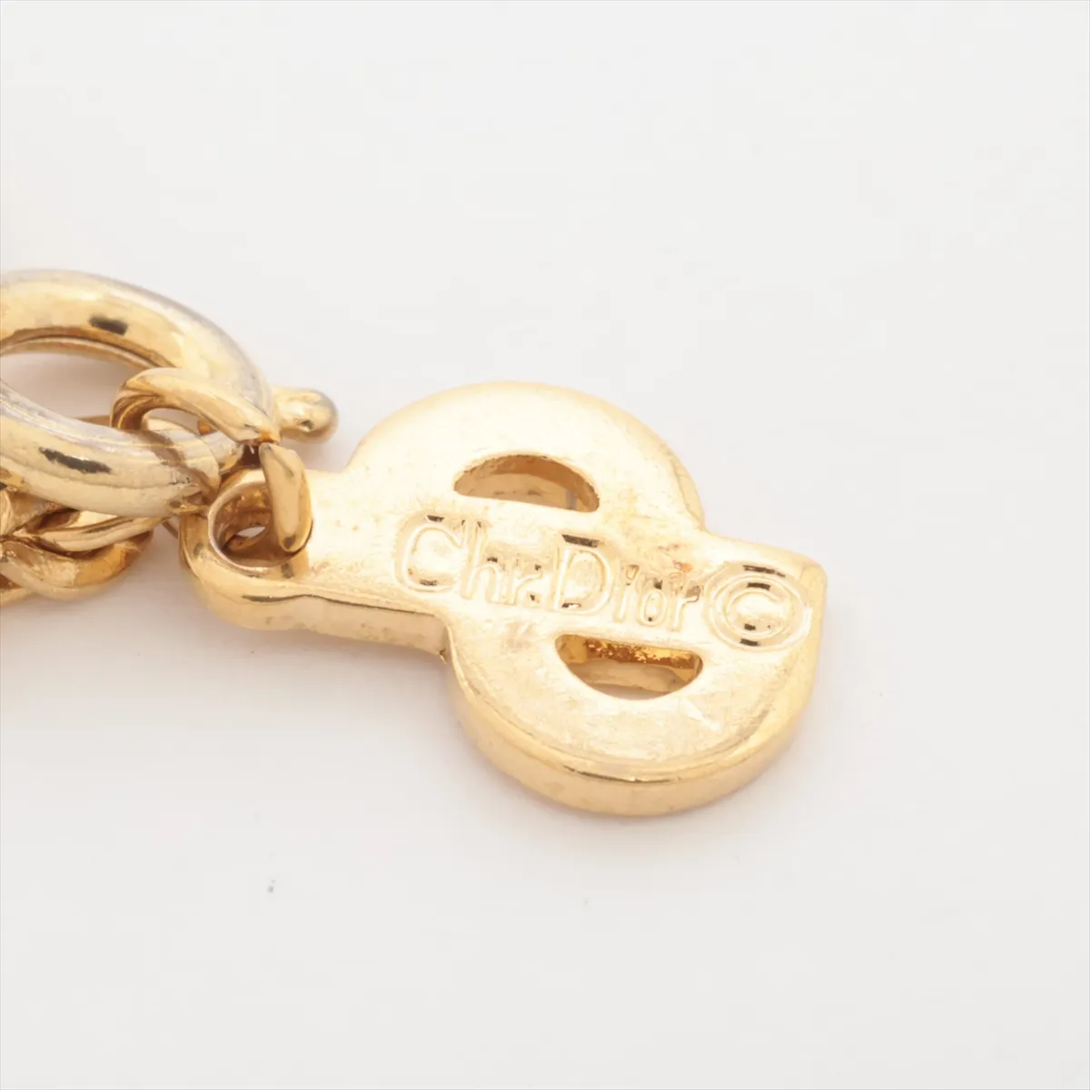 CD Logo Necklace GP x Rhinestone Gold — view 4