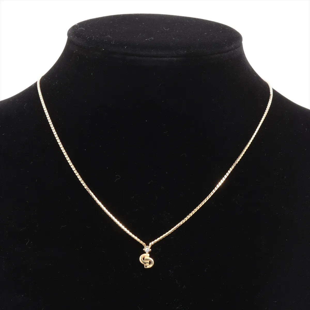 CD Logo Necklace GP x Rhinestone Gold — view 5