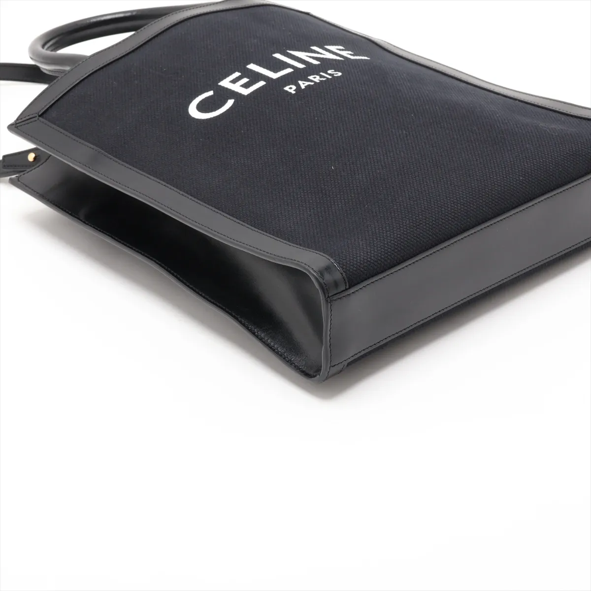 Medium Vertical Cabas Canvas x Leather 2-Way Tote Bag, Black — view 4