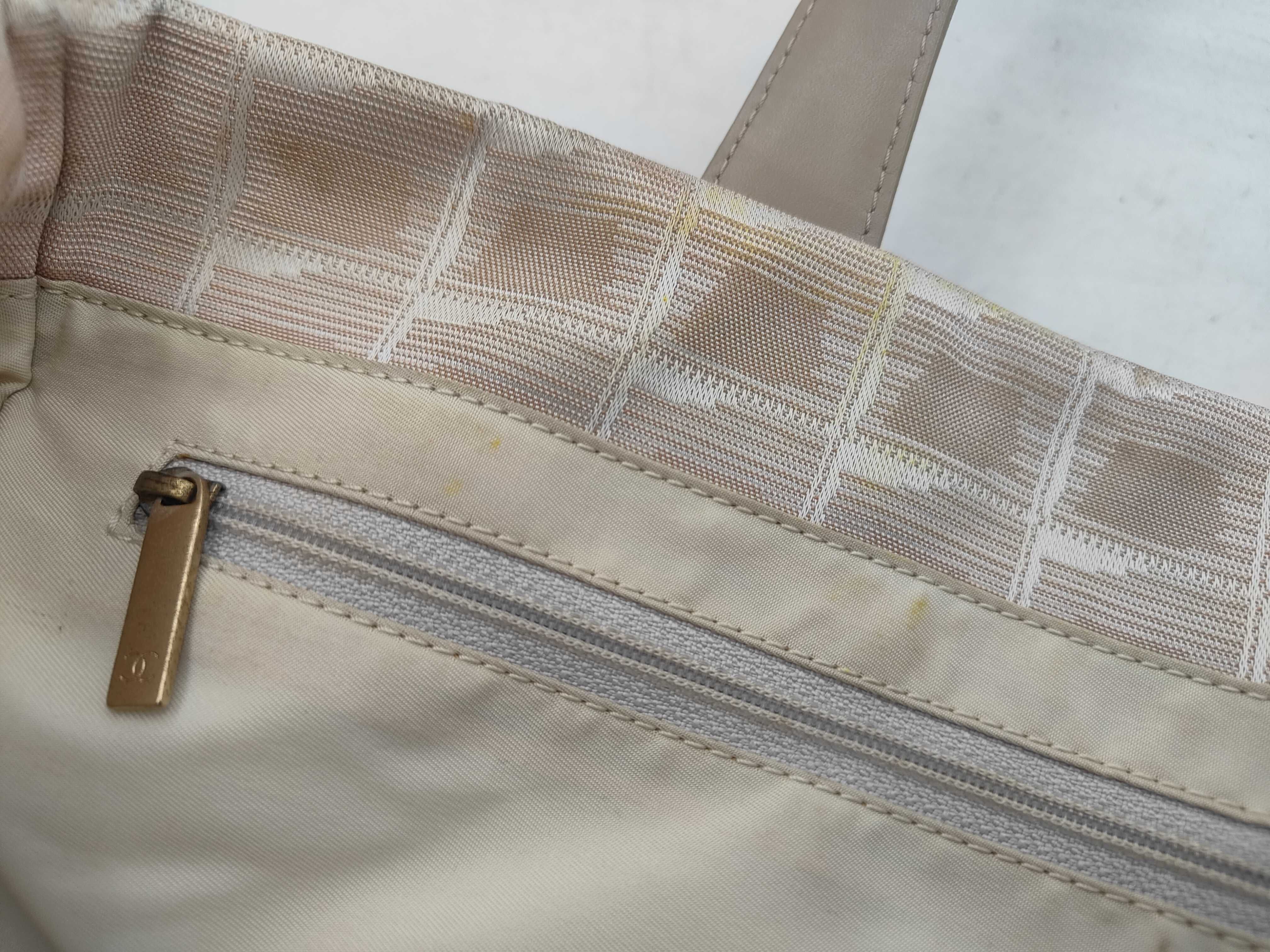 New Travel Line Nylon x Leather Tote Bag, Beige, Gold Hardware, 8119679 (Serial Number 8-series), Handbag — view 14