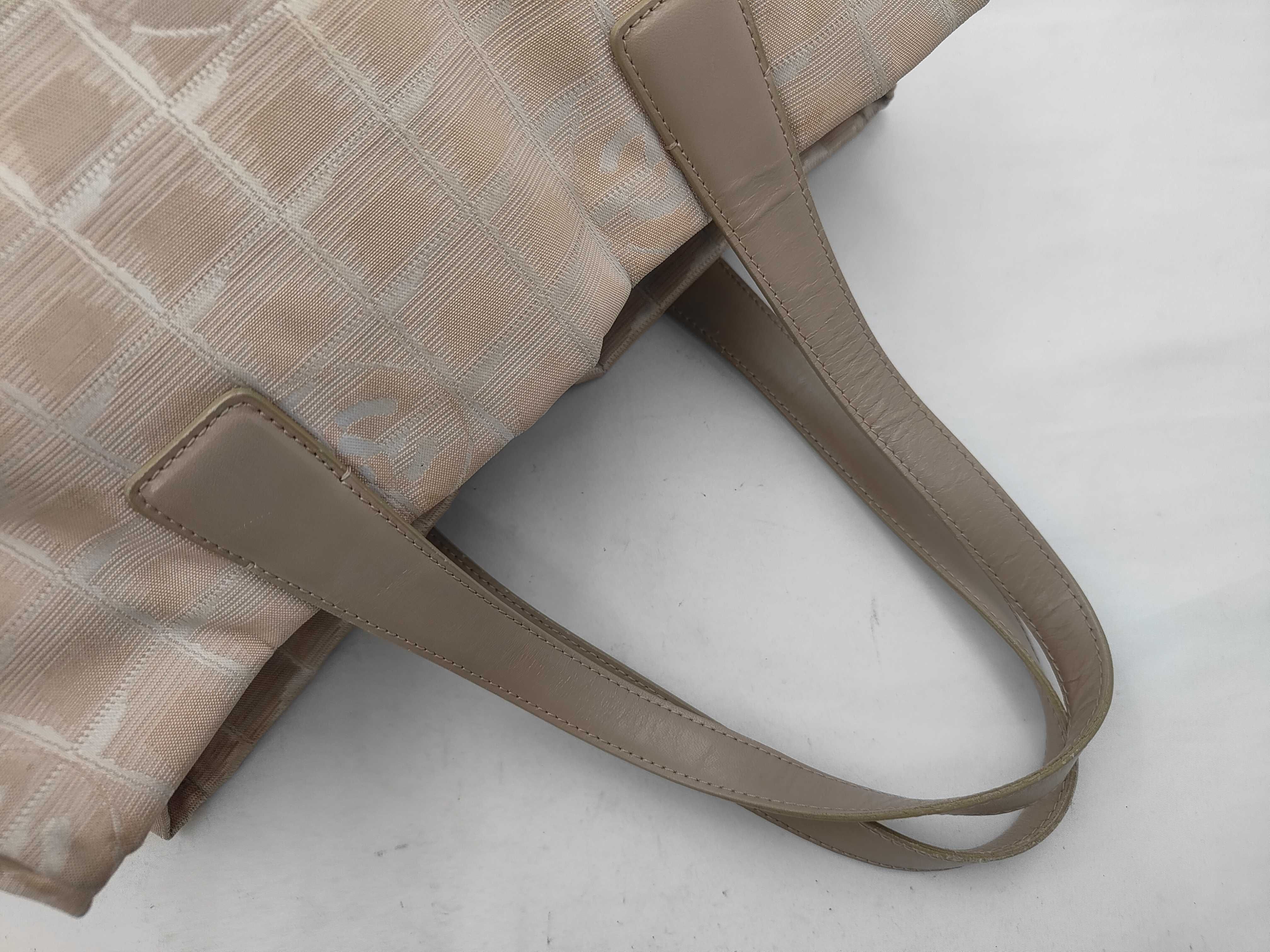New Travel Line Nylon x Leather Tote Bag, Beige, Gold Hardware, 8119679 (Serial Number 8-series), Handbag — view 3